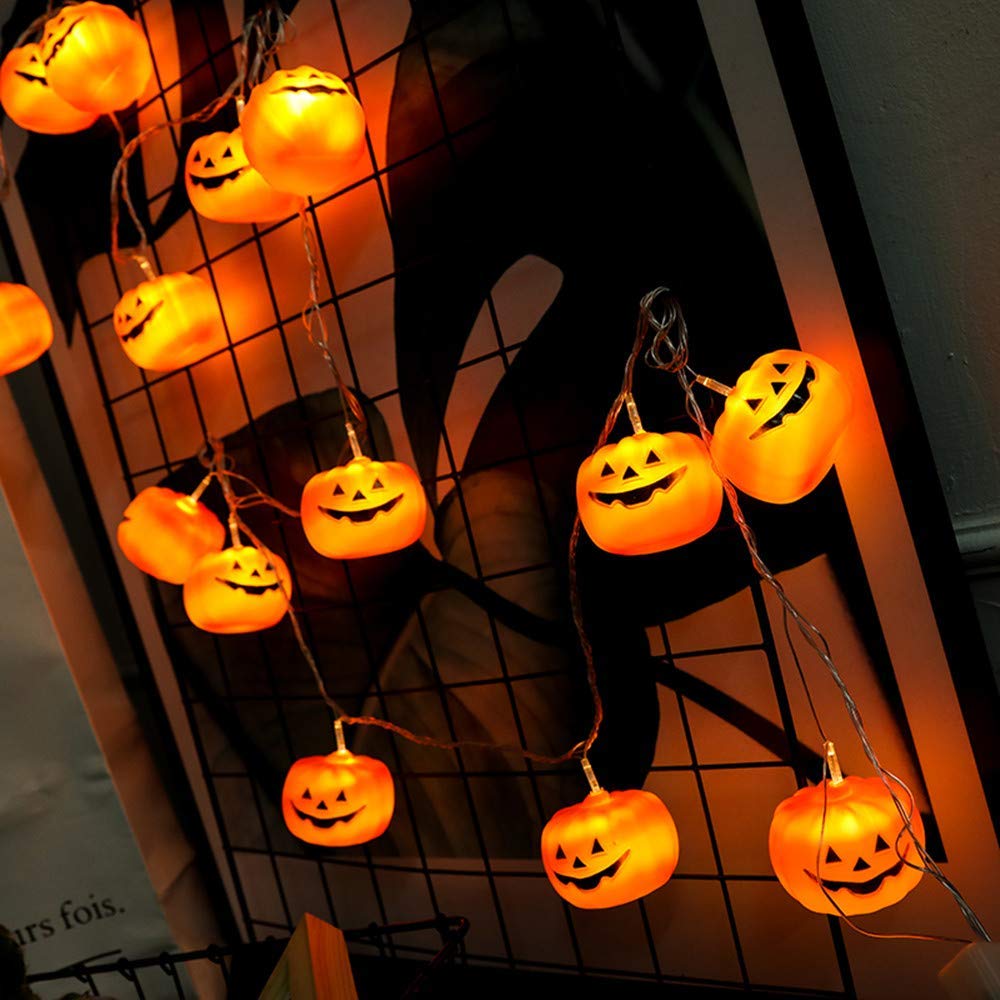 Halloween LED Pumpkin String Lights - 20 Pumpkin Lights with 9.8 ft Cord, 2 Modes (Steady & Flickering) for Outdoor Decor, Party, Yard, Porch, and Home Holiday Decoration