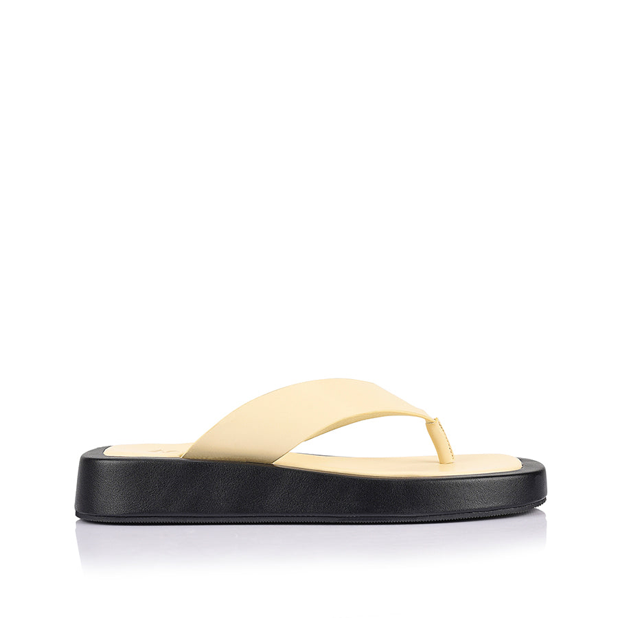 Bouncer II Platform Sandals for Women - Comfortable Flip Flops in Butter & Black | Perfect for Beach, Pool, and Summer Outfits