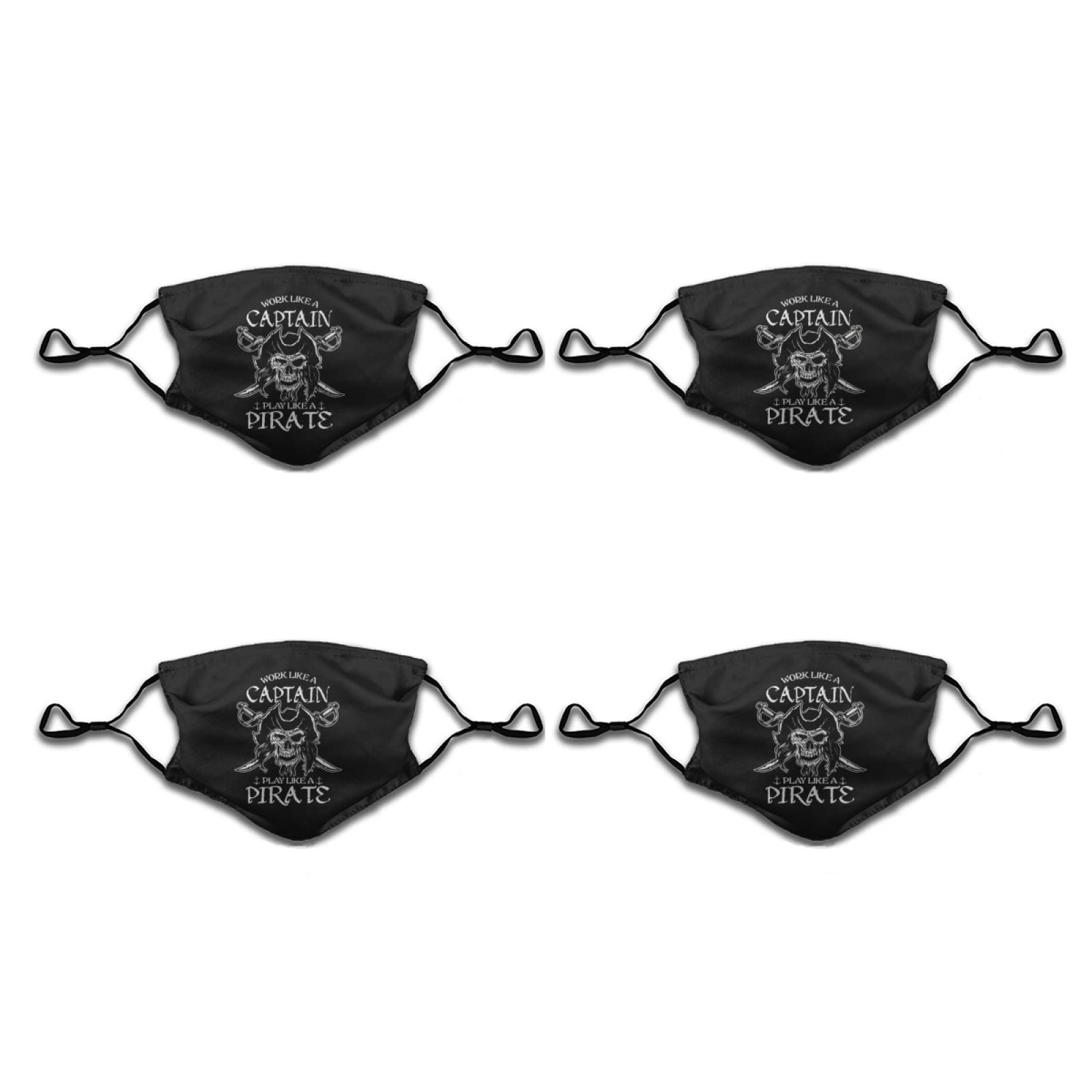 Captain & Pirate Face Masks 4-Pack with Filters - Reusable Bandanas for Adults & Kids - Outdoor Adventures & Costume Parties