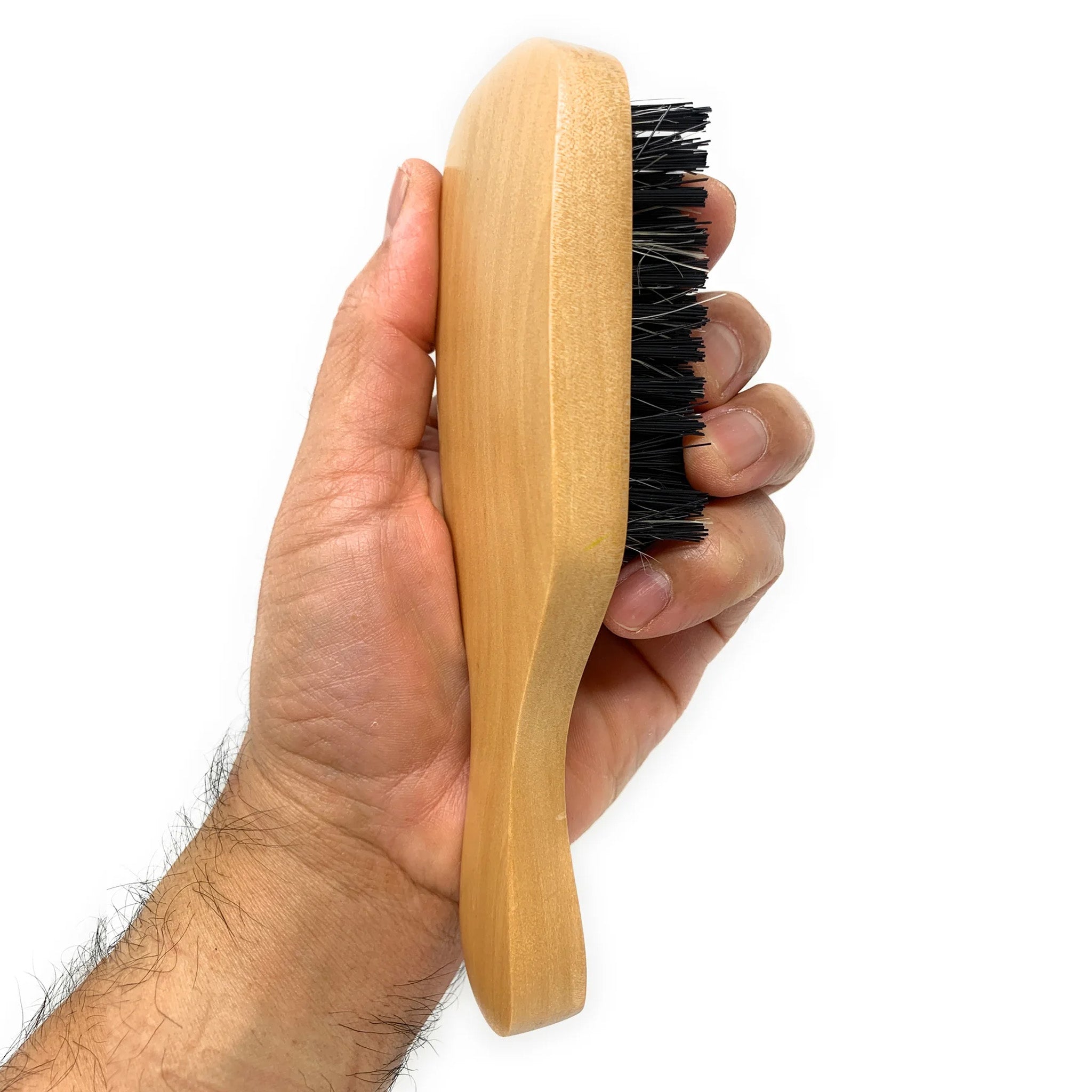 Scalpmaster Club Hair Brush for Waves & Curls - Curved Oval Palm Brush with Boar Bristles & Natural Wood - Perfect for Styling, Detangling & Smoothing Hair at Home or Salon