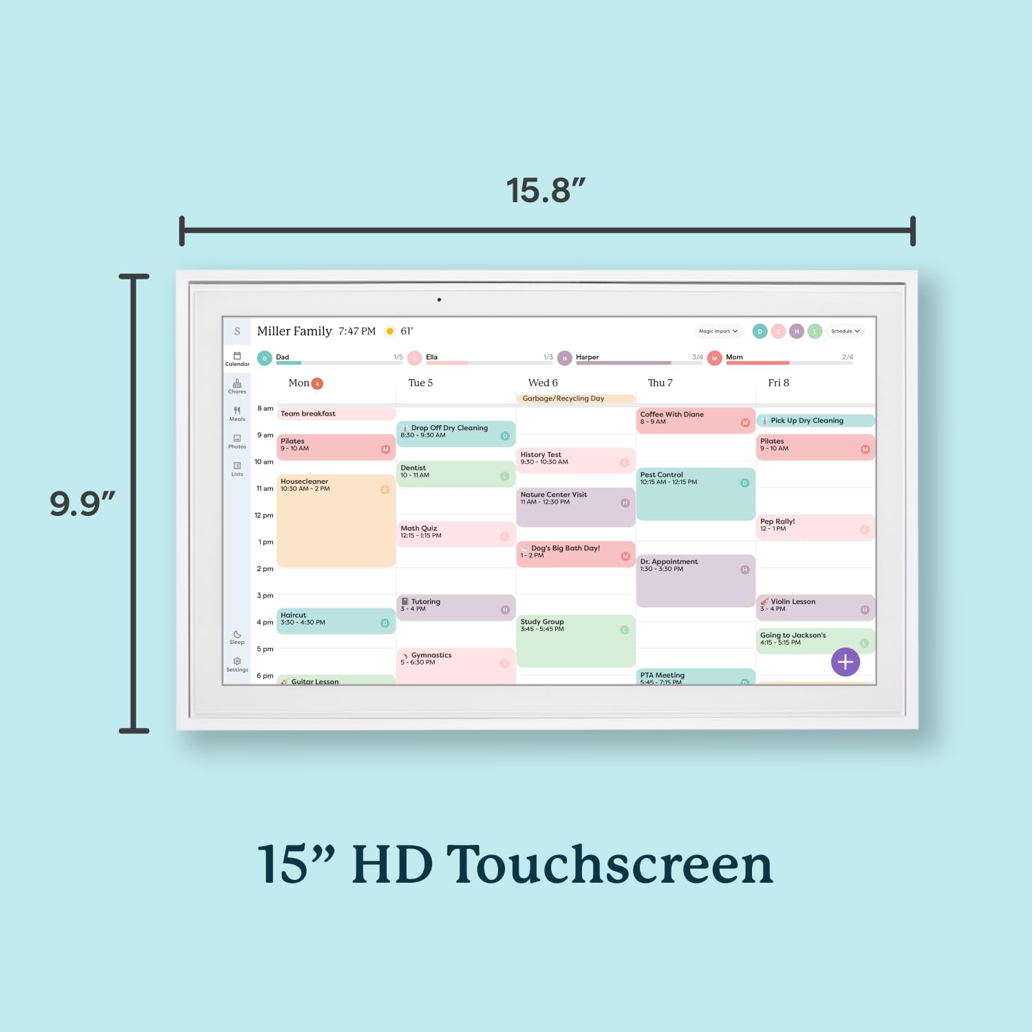 Skylight Calendar: 15-inch Digital Family Organizer with Smart Touchscreen – Interactive Wall-Mounted Display for Schedules & Chore Charts | Perfect for Home, Office & School Planning in 2025 | Includes Wall Mount & Planner Features