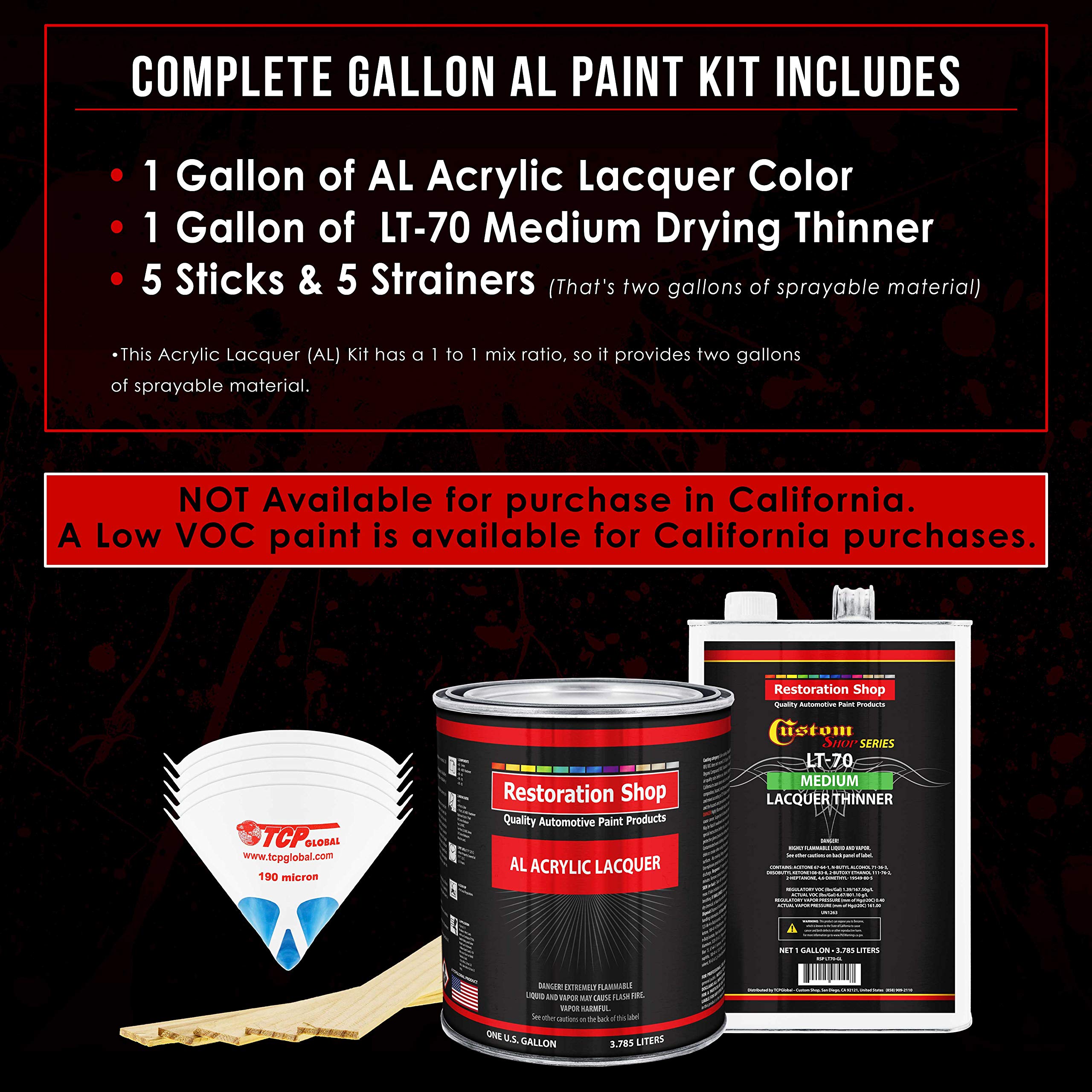 Restoration Shop - Iridium Silver Metallic Acrylic Lacquer Auto Paint Kit (1 Gallon) with Medium Thinner - Professional Gloss Finish for Cars, Trucks, Motorcycles, Guitars & Furniture Refinishing - DIY Automotive Restoration & Custom Painting Projects