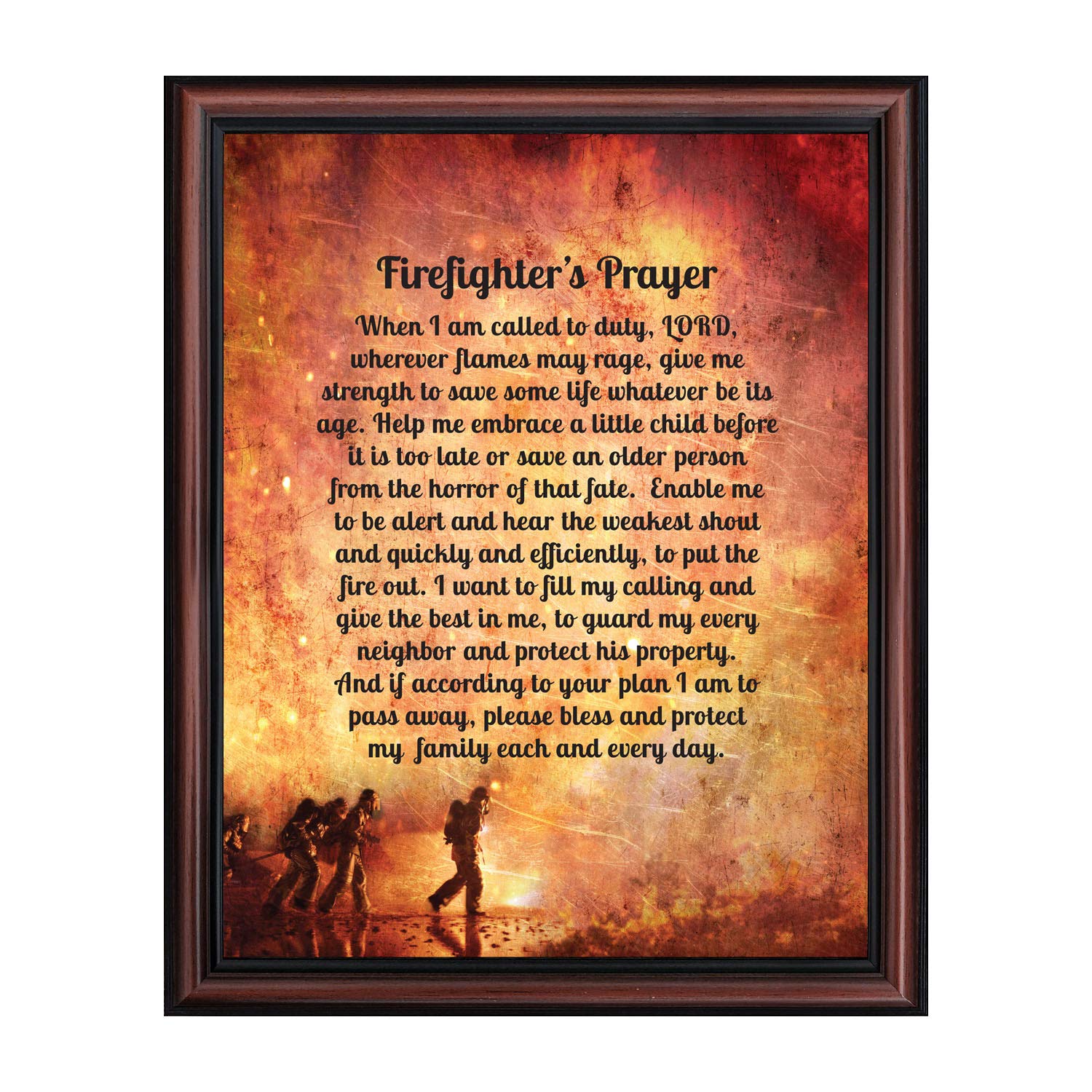 Fireman’s Prayer Picture Frame - Firefighter Home Décor Gift for First Responders, Police & Military - Crossroads 2104W - Perfect for Fire Stations, Offices & Memorial Displays