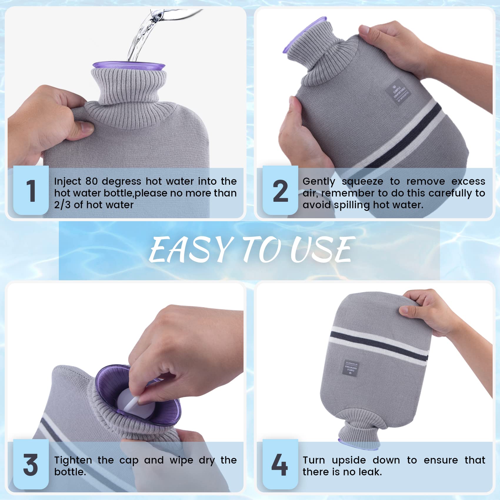 2L Knitted Cover Hot Water Bottle for Pain Relief - Cold & Hot Compress Therapy for Back, Neck & Shoulder Pain | Perfect for Winter Warmth, Menstrual Cramps & Muscle Relaxation