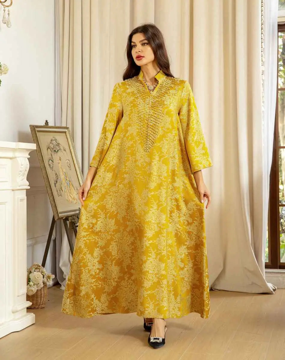 Elegant Eid Kaftan Dress for Women - Embroidered Beaded Doris Caftan | Perfect for Eid Celebrations, Weddings & Special Occasions