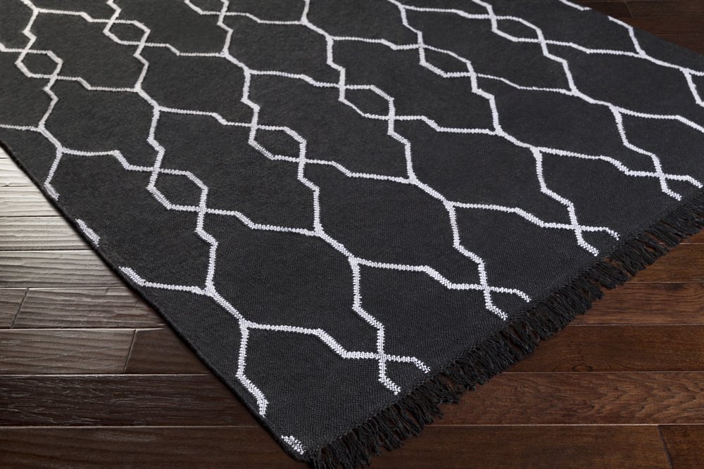 Premium Handmade Black Wool Rug 5x8 Feet - Traditional Hines Peak Area Design - Perfect for Living Room, Bedroom & Office Decor