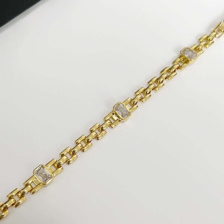 18K Gold CZ Watchband Chain Bracelet for Women - Luxury Adjustable Wristband for Watches | QT2203 | Perfect for Parties, Weddings & Everyday Wear