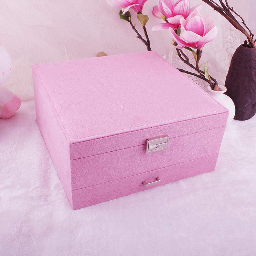 3-Tier Large Capacity Jewelry Organizer Box for Women - Elegant Light Pink Jewelry Storage Case with Simple Design | Perfect for Necklaces, Rings, Earrings & Bracelets Organization at Home or Travel