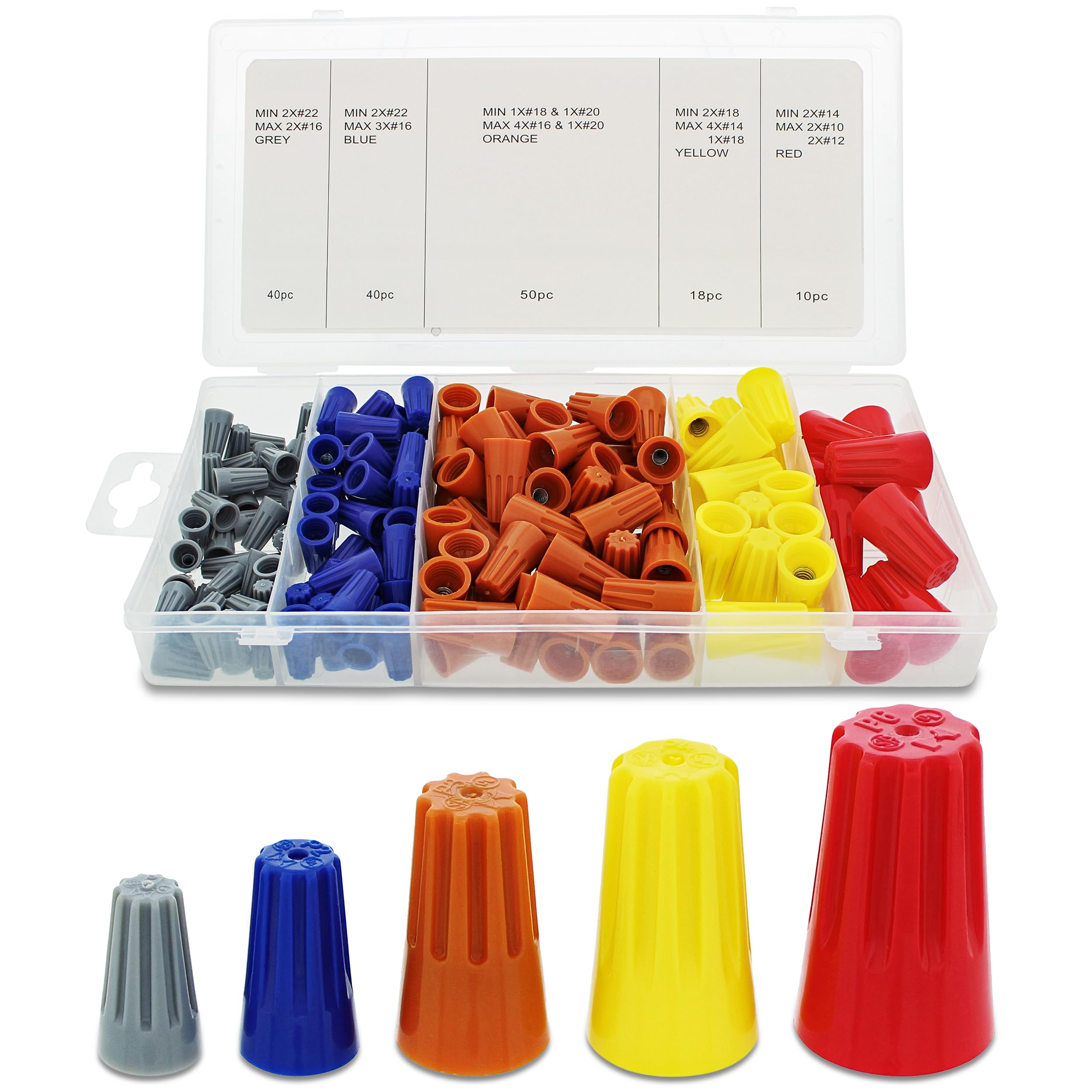 ABN 158-Piece Assorted Plastic Wire Connectors Set - Electrical Wire Caps for Rewiring, Splicing & DIY Projects - Ideal for Home Electrical Repairs, Automotive Wiring & Appliance Maintenance