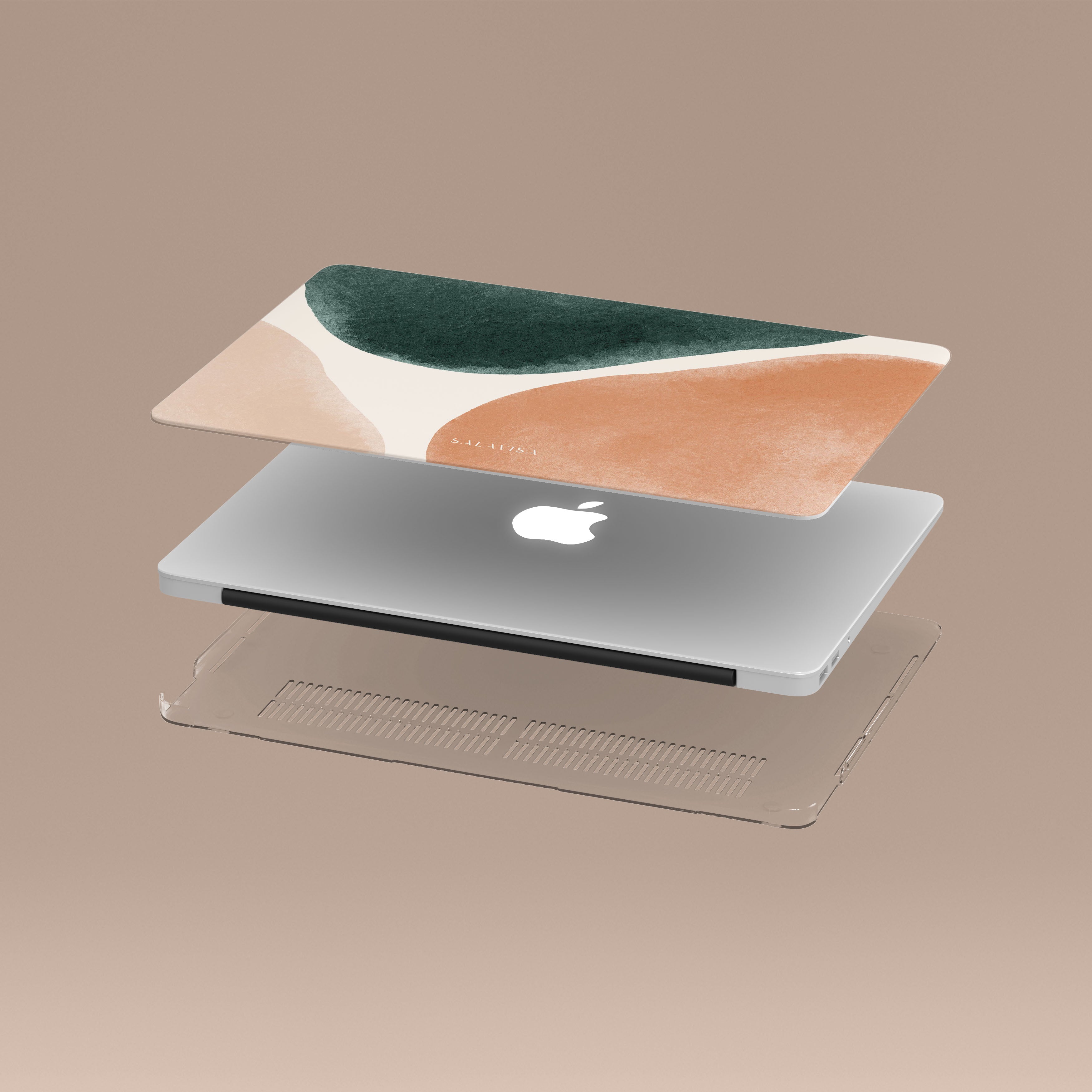 Premium Peach & Forest Green MacBook Case - Stylish & Durable Laptop Cover for MacBook Air/Pro - Perfect for Work, Travel & Everyday Use