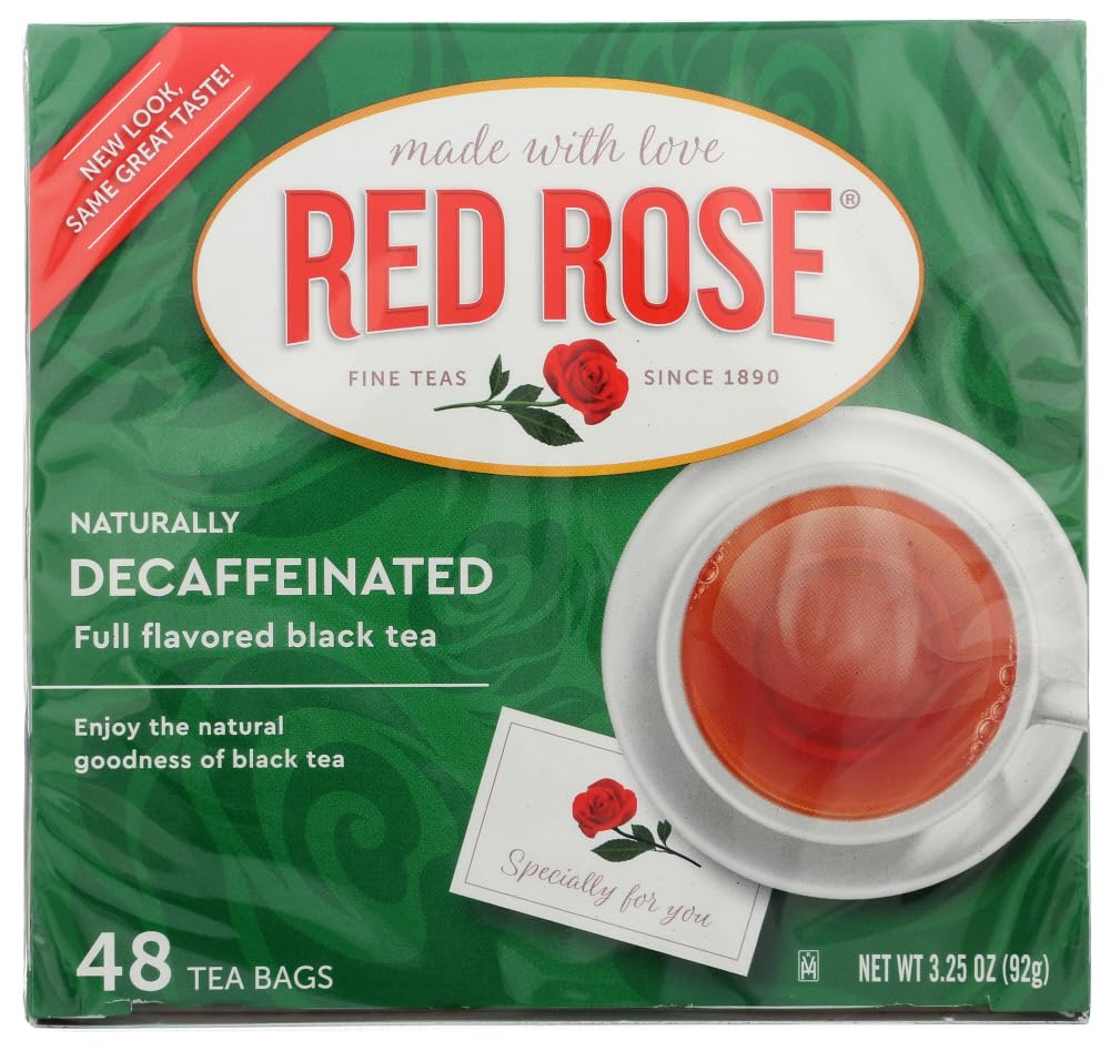Organic Red Rose Naturally Decaffeinated Tea Bags - 48 Count (Pack of 12) | Herbal Relaxation Tea for Evening, Stress Relief & Better Sleep | Perfect for Home, Office & Gifts