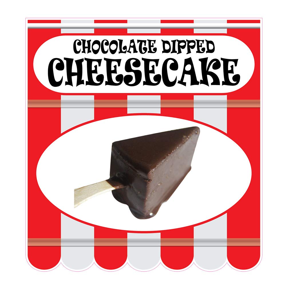 Custom Die-Cut Stickers - Chocolate Dipped Cheesecake Design in Multiple Sizes (10in Longest Side) - Red Restaurant & Food Decals for Indoor Decor, Concession Signs, Cafes & Bakeries - Perfect for Walls, Windows, Coolers & Food Trucks