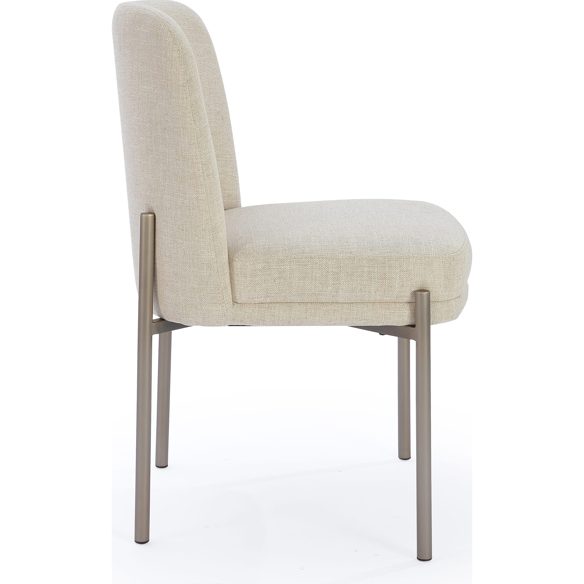 Dion Upholstered Dining Chair - Natural Linen Fabric with Brushed Nickel Metal Legs - Modern Kitchen & Dining Room Furniture for Home & Restaurant Use