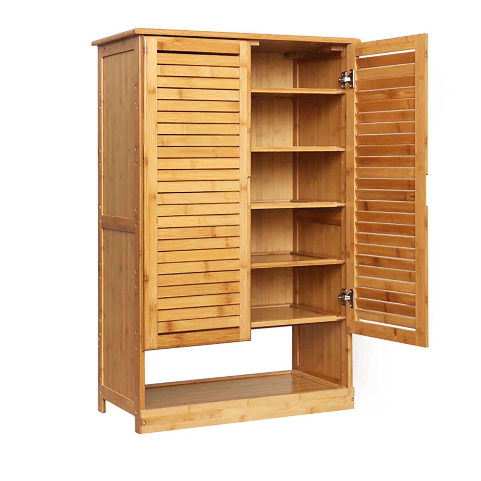 Bamboo Shoe Storage Cabinet with Doors - Rustic Entryway Shoe Organizer & Entryway Storage Solution for Hallway, Closet, and Mudroom Organization