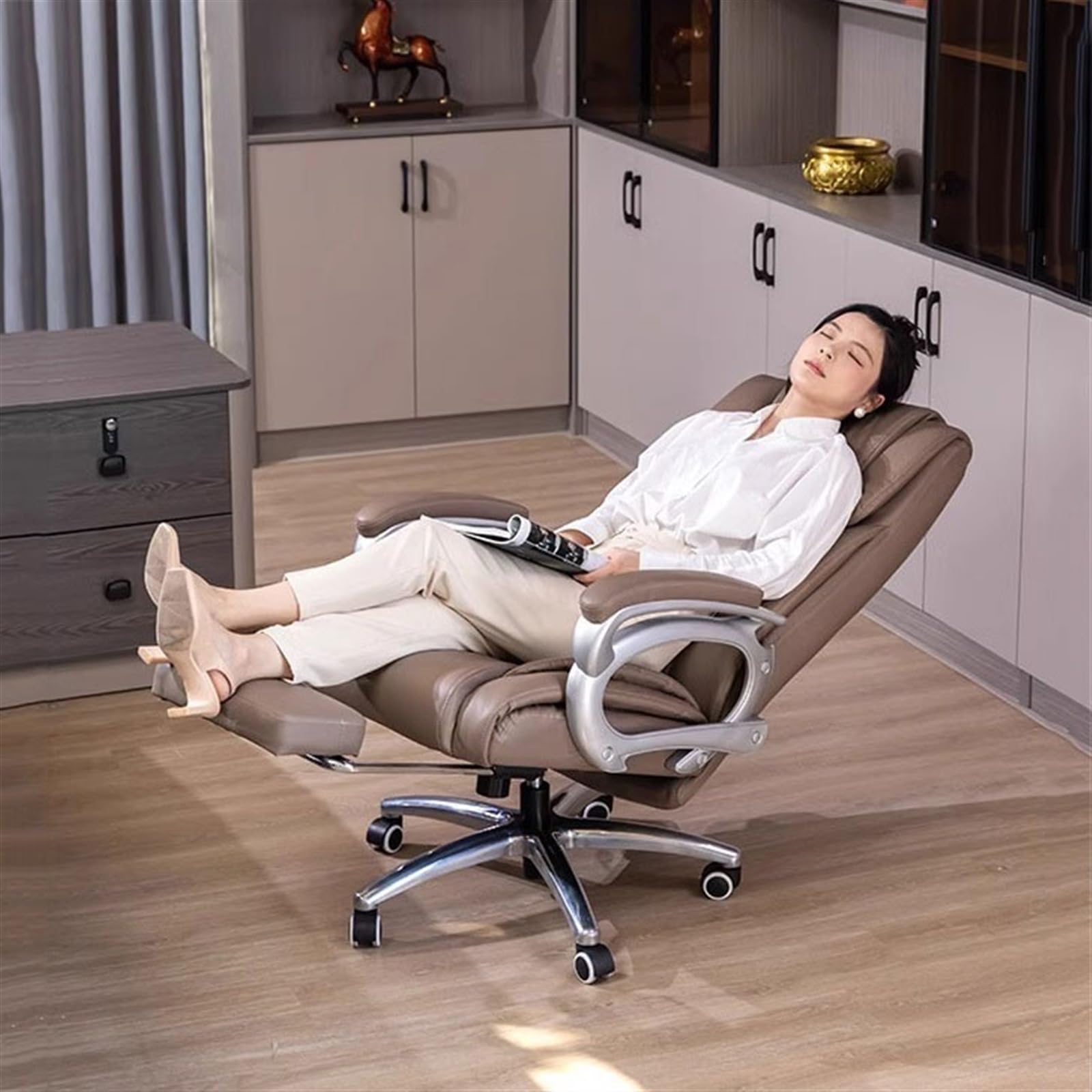 Ergonomic Office Chair with Footrest - Adjustable Height & Swivel for Home & Business Use - Comfortable Desk Chair for Conference Rooms, Study & Workstations