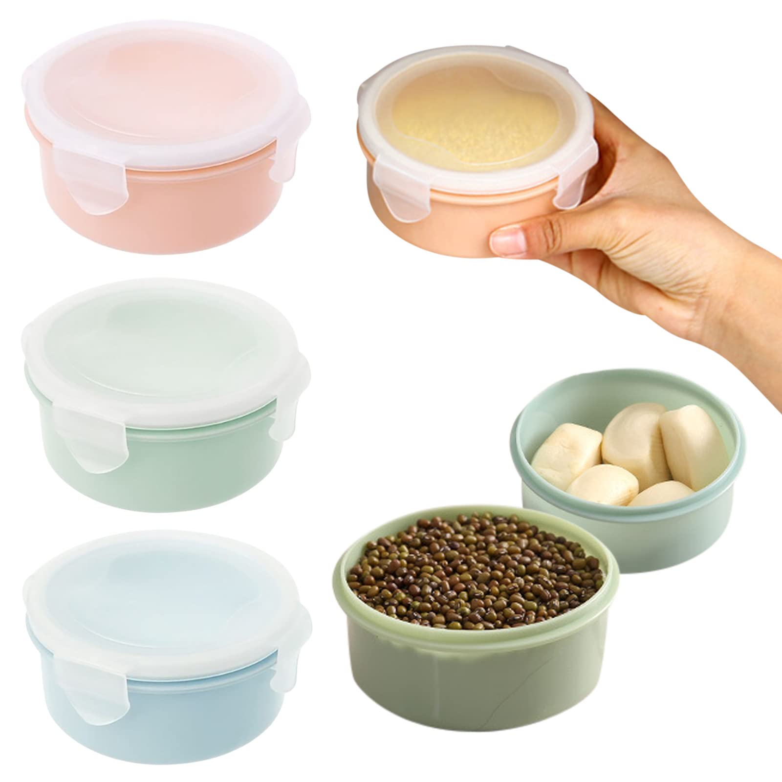 Airtight Plastic Food Storage Containers - 3-Pack Round Translucent Kitchen Organizer Jars with Lids for Cereals, Snacks, Meal Prep & Leftovers | Perfect for Refrigerator, Pantry & Office Lunch Storage