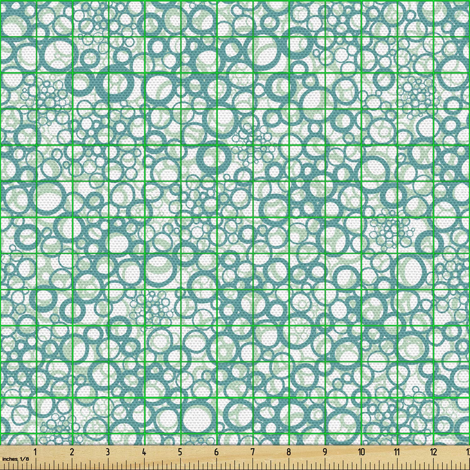 Ambesonne Abstract Fabric by The Yard - Rhythmic Spring Bubbles Pattern on Plain Background, Decorative Upholstery & Home Decor Fabric, 10 Yards, Almond Green Seafoam | Perfect for DIY Projects, Curtains, Pillows & Furniture Covering