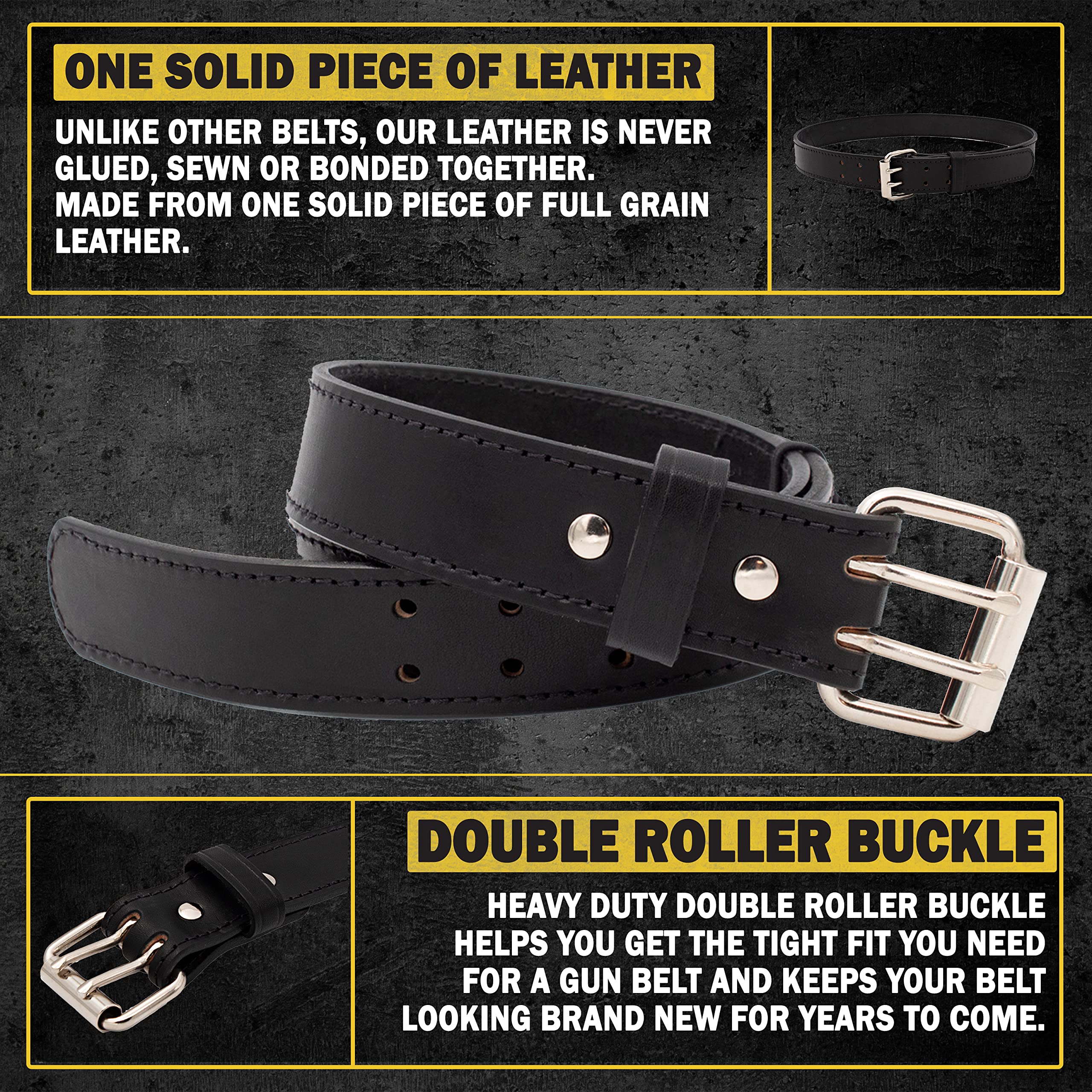 Relentless Tactical Premium Leather Gun Belt for Men | Made in USA | Concealed Carry Belt (CCW) | Durable & Adjustable for Everyday Wear | Perfect for Range Shooting, Hunting & Outdoor Activities