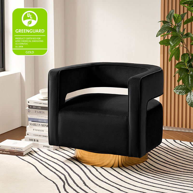 Agata Velvet Swivel Barrel Armchair - Modern Velvet Accent Chair with 360° Rotation for Living Room, Bedroom & Office