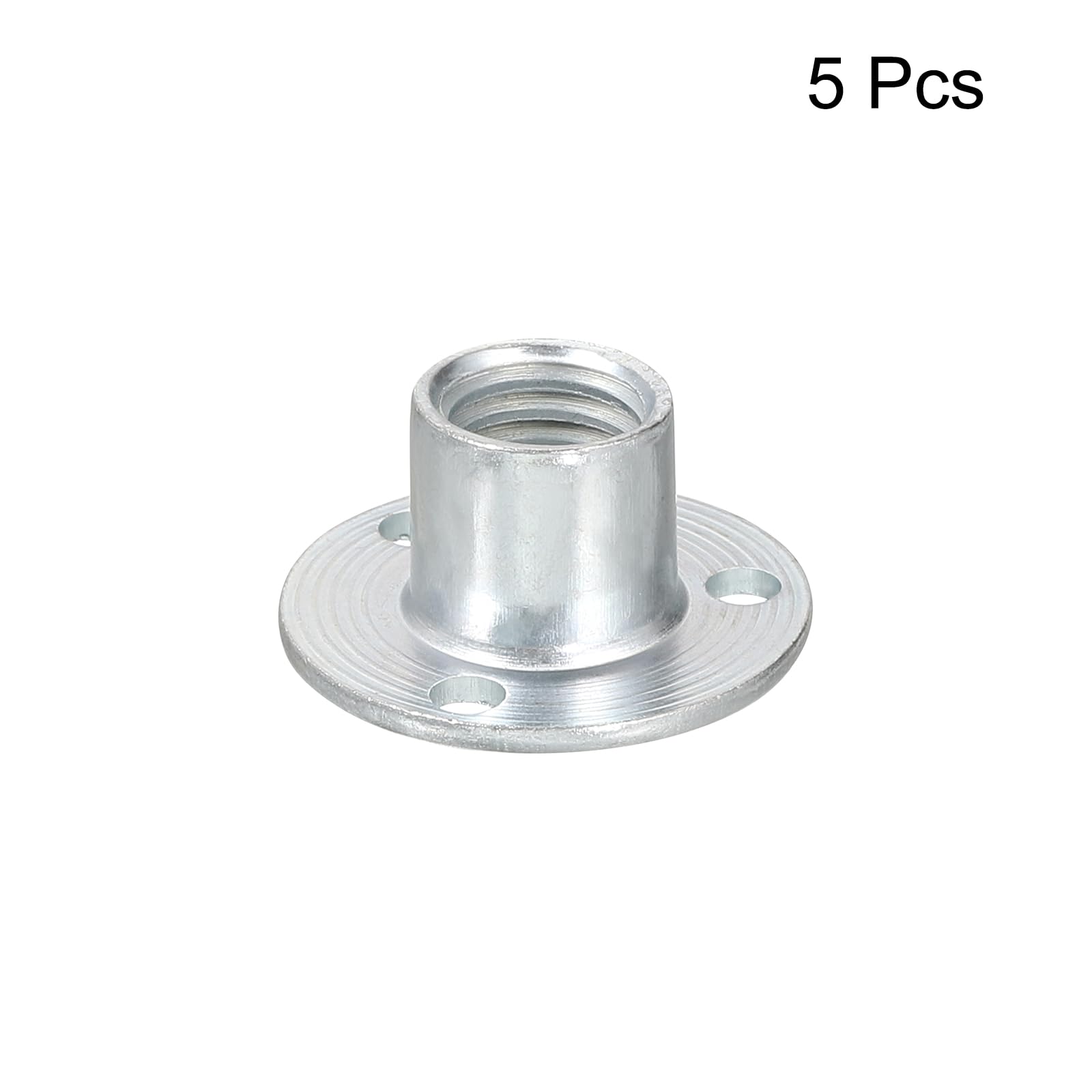 uxcell M10 Brad Hole Tee Nut - 5pcs Carbon Steel Round Base Screw-in T-Nuts for Furniture Hardware, Flange Female Thread Insert Nuts - Perfect for DIY Projects, Woodworking, and Cabinet Assembly