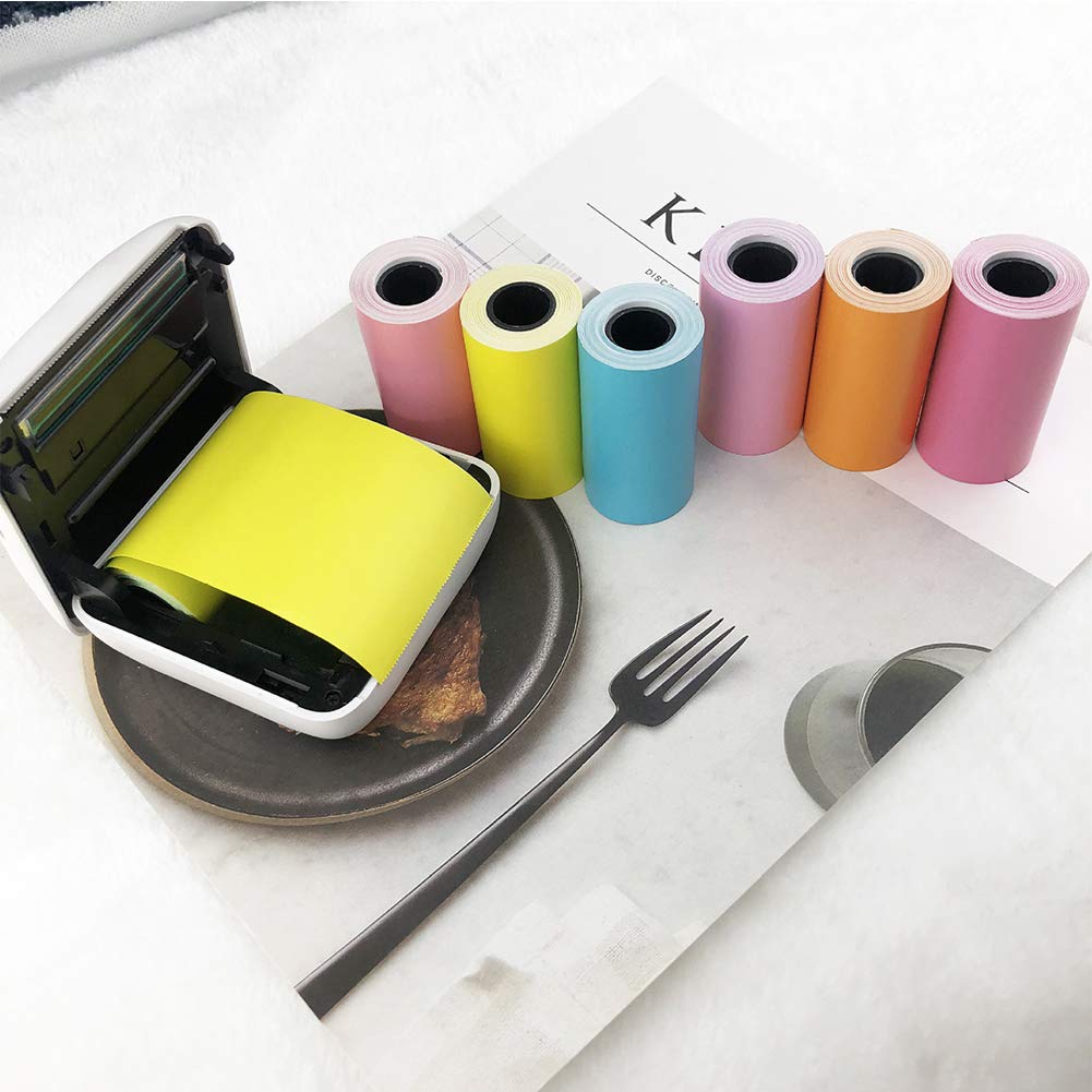 Colorful Self-Adhesive Thermal Printer Paper 57x30mm - 6 Rolls for PAPERANG P1, PeriPage & Poooli Mini Sticker Printers | Perfect for Labeling, Organizing & Craft Projects