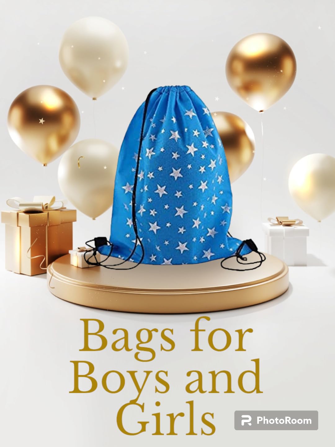 Demoda 10-Piece Drawstring Backpack Bags for Kids & Adults - Lightweight & Durable for Outings, Picnics, Birthday Party Favors, School Events & Travel - Blue