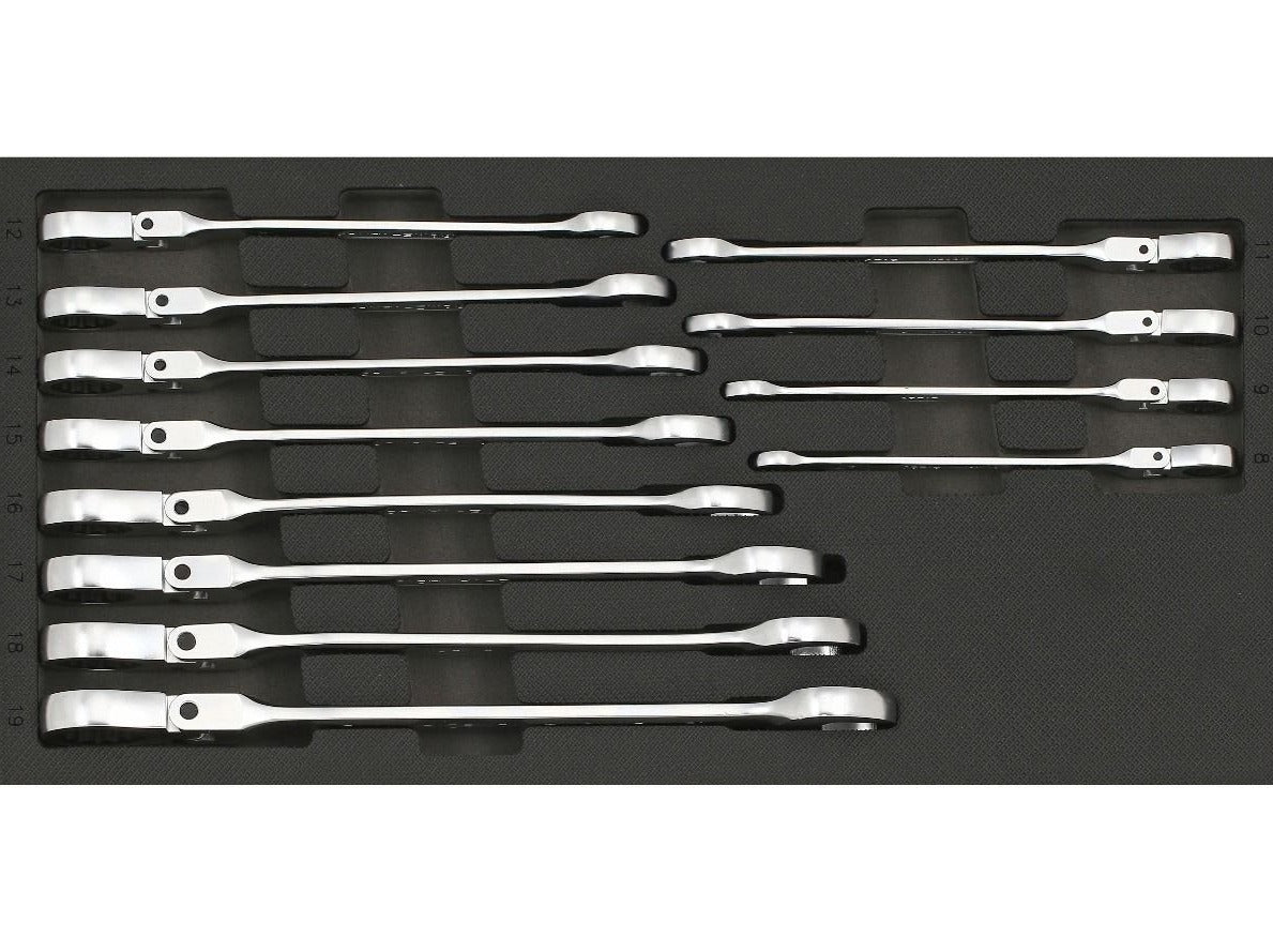 Flexible Ratcheting Wrench Set - 12-Point 12-Piece 1/3