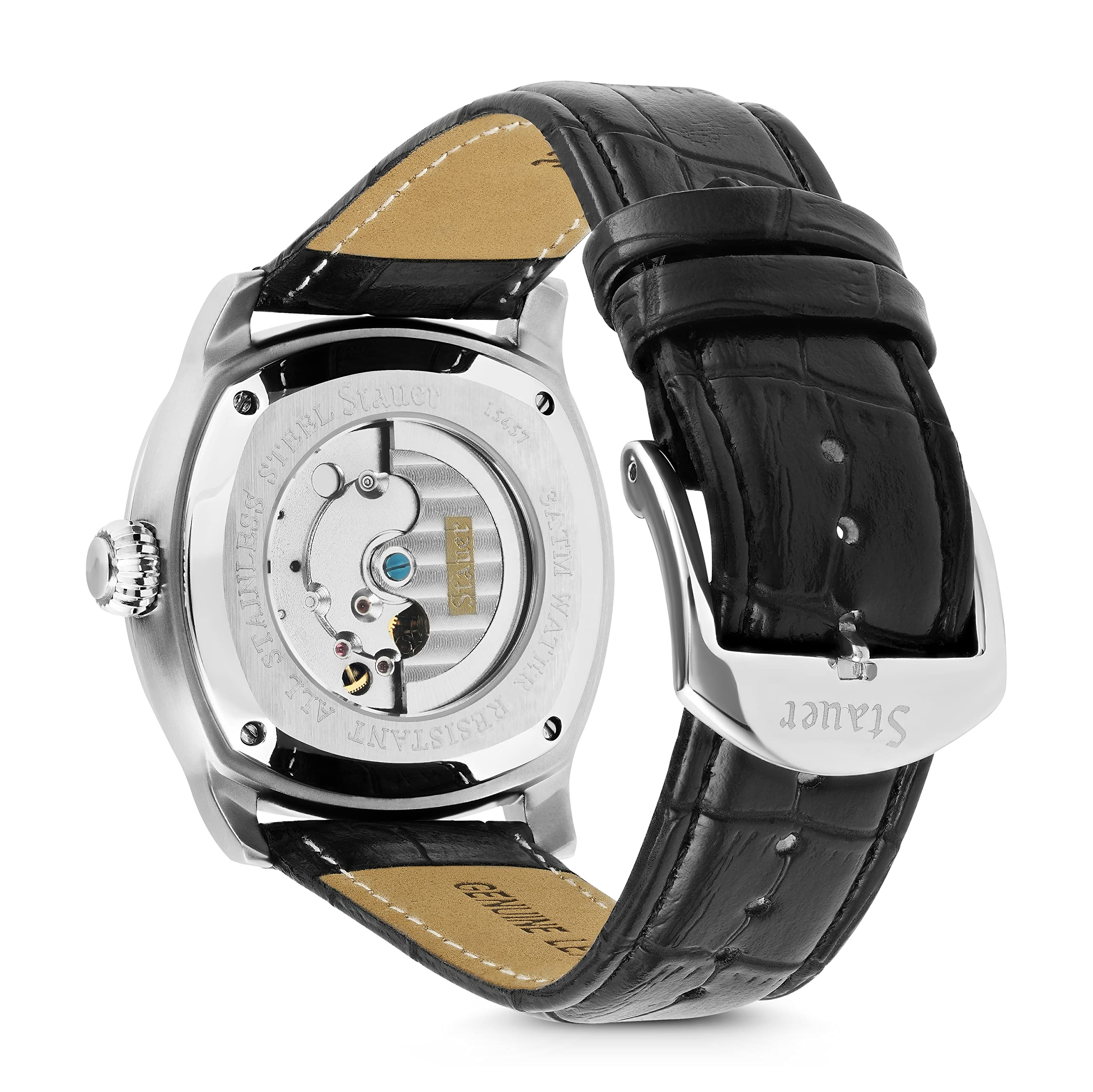 Stauer 1930 Dashtronic Automatic Men's Watch – Genuine Leather Band & Stainless Steel Case – 3ATM Water Resistant – Vintage Style Dress Watch for Business, Formal Occasions & Everyday Wear