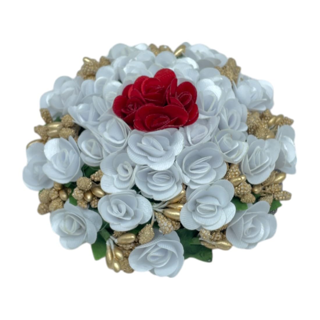 Maahal™ Floral Bun Juda Maker - White & Red Hair Accessories for Women & Girls | Perfect for Weddings, Parties & Festivals | Pack of 1
