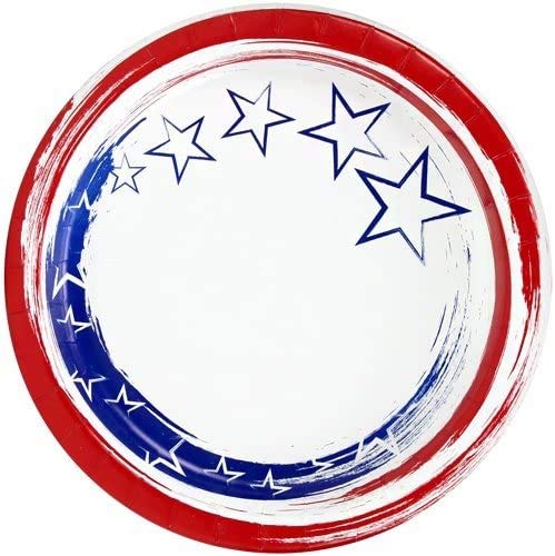 Stars and Stripes 10-Inch Disposable Paper Plates (100 Pack) - Patriotic Party Supplies for 4th of July, BBQ, Picnics & Outdoor Events