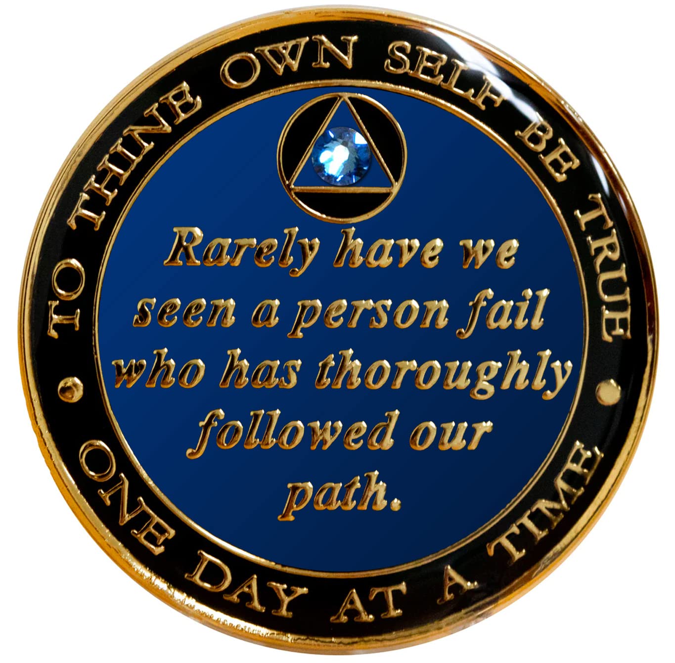 AA Chip Sobriety Coin - Bill & Bob Blue AA Medallion with Blue Sapphire Bling - Perfect Recovery Gift for Alcoholics Anonymous Members (Ideal for 12-Step Meetings, Sobriety Milestones & Support Group Celebrations)