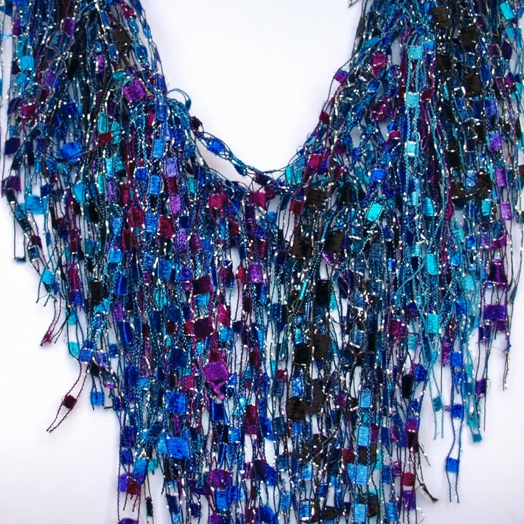 Elegant Turquoise & Purple Scarf Necklace for Women - Handmade Lightweight Fringe Fashion Accessory - Perfect for Travel, Parties & Dressy Occasions - TA