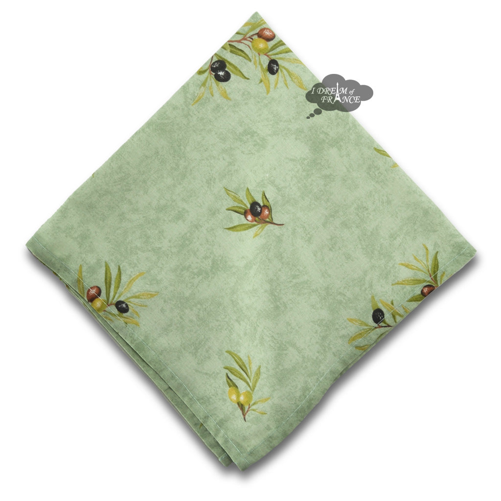 Clos des Oliviers Green Provence 100% Cotton All-Over Printed Napkins by l'Ensoleillade - Elegant Table Setting for Dinner Parties & French Countryside Dining