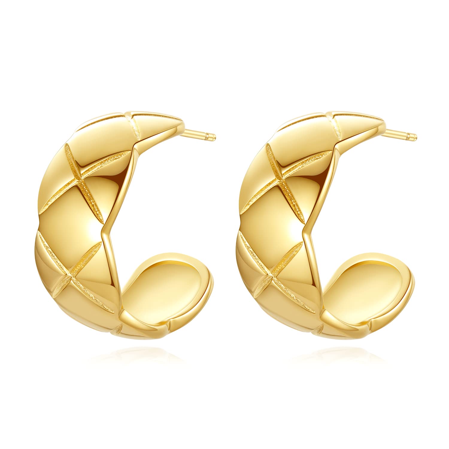 14K Gold Hoop Earrings for Women - Lightweight White Gold Open Hoop Earrings, Sterling Silver Huggie Earrings | Perfect Gift for Her, Everyday Wear & Special Occasions