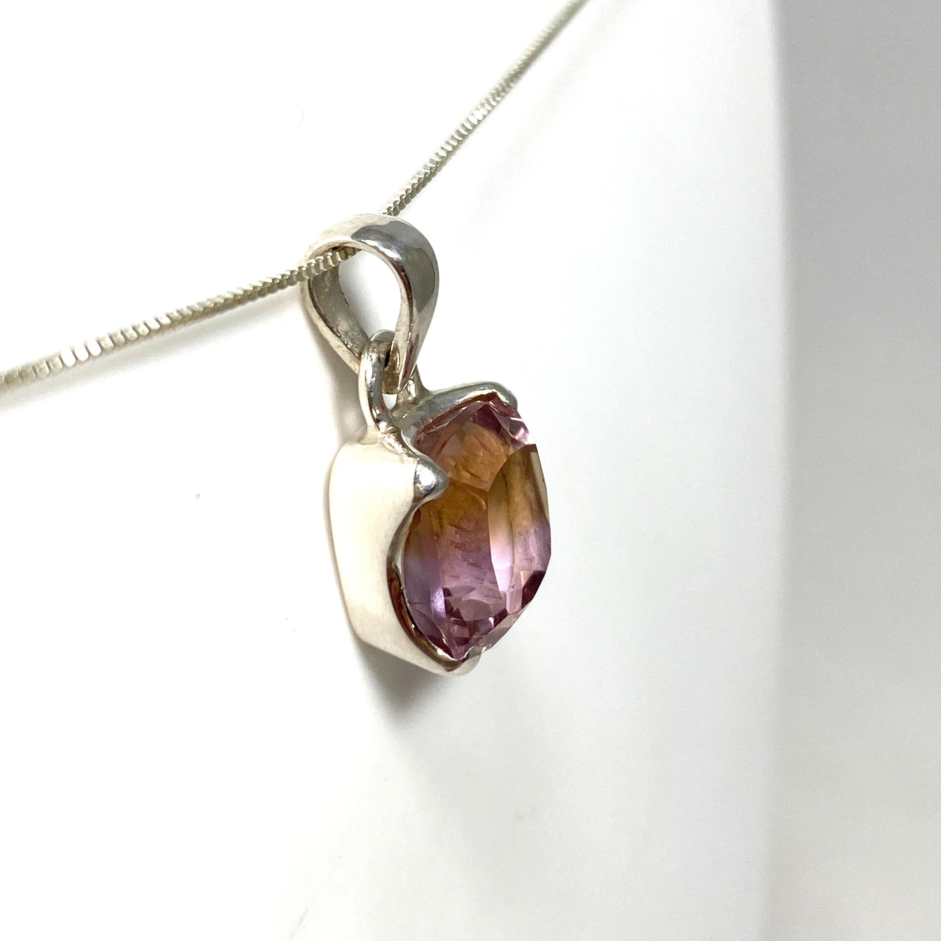 Natural Ametrine Square Faceted Pendant Necklace - 925 Sterling Silver Jewelry for Women - Perfect for Gifts, Parties & Special Occasions