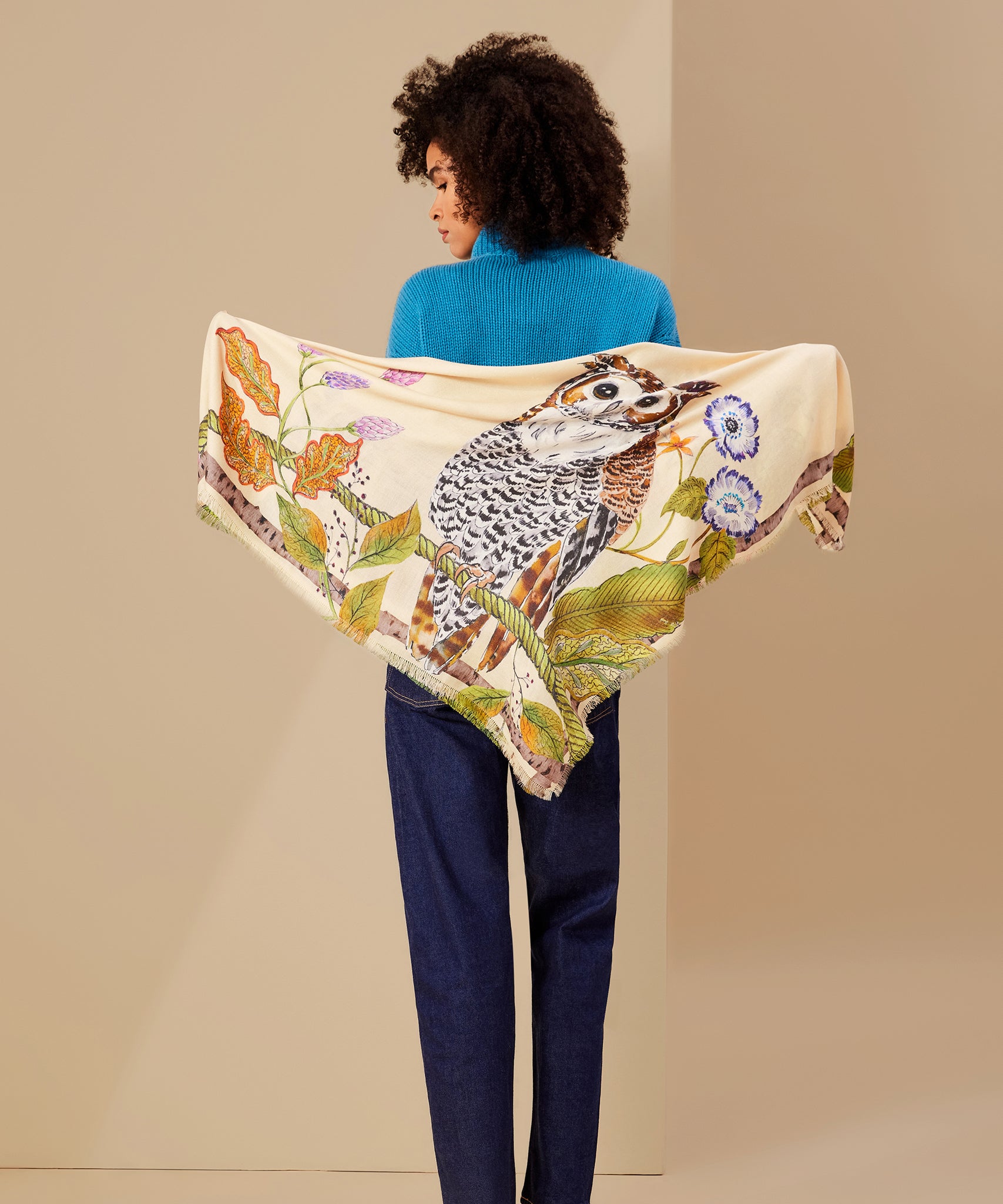 Hoot Hoot Square Scarf - Stylish Owl Print Fashion Scarf for Women - Perfect for Casual Outfits, Office Wear & Gift Giving
