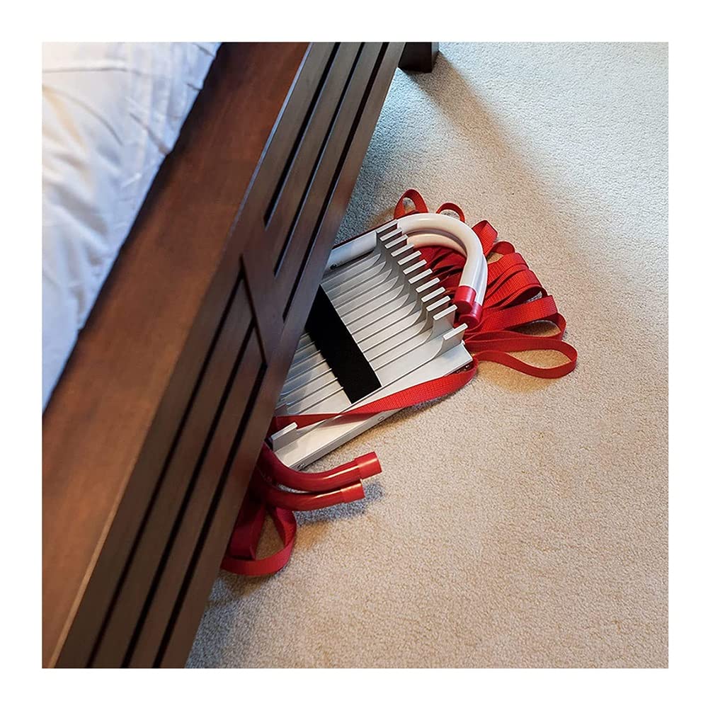 Retractable Fire Escape Ladder 4m - 2-6 Story Emergency Escape Ladder with Anti-Slip Rungs, Portable & Easy to Deploy, Flame Resistant Aluminum Alloy (Red) - Perfect for Home Safety & Emergency Evacuation