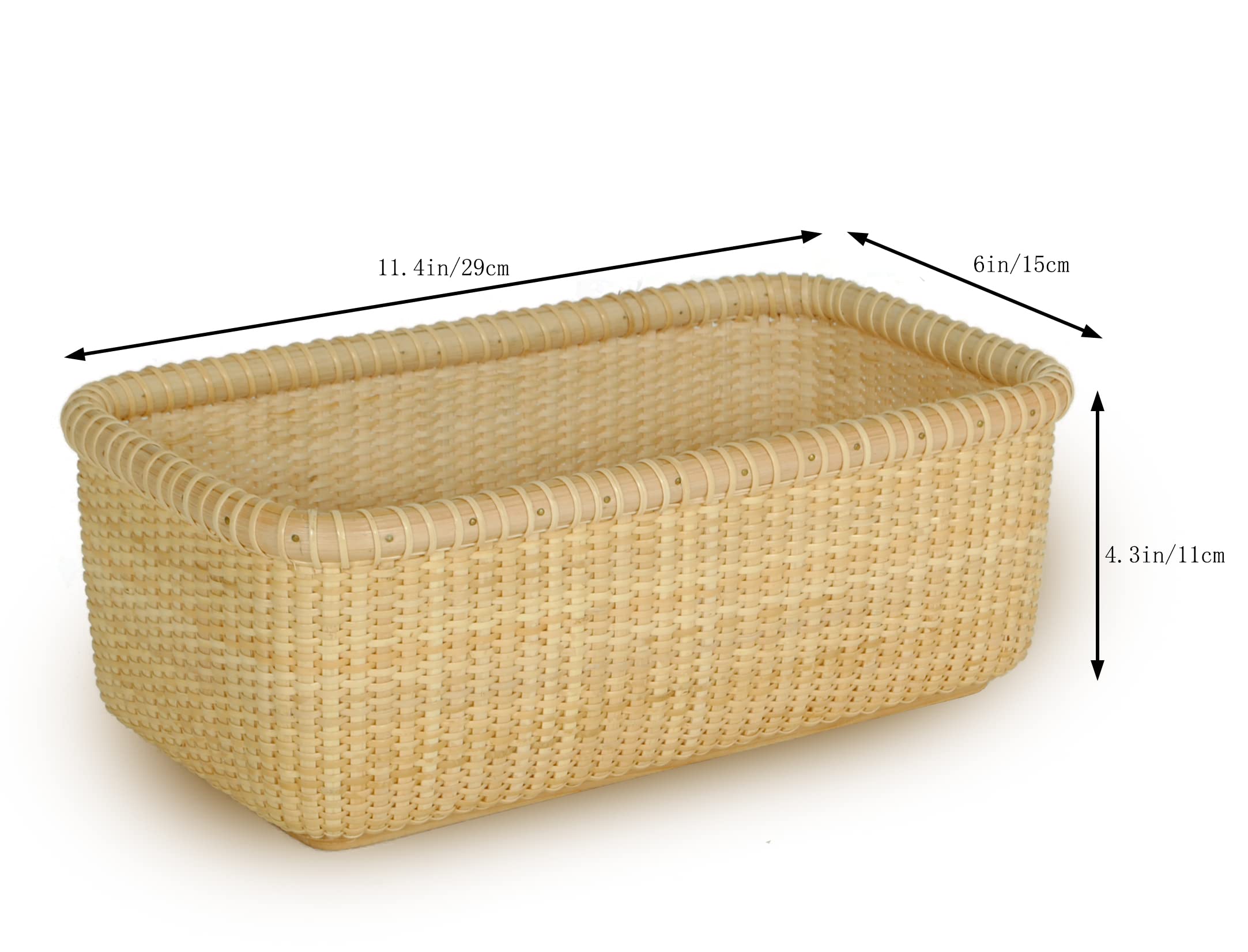 Natural Rattan Storage Basket - Handwoven Cane-on-Cane Weave Nantucket Style Organizer Box for Home Decor, Shelf & Cabinet Storage - Perfect for Bathroom, Bedroom, and Office Organization