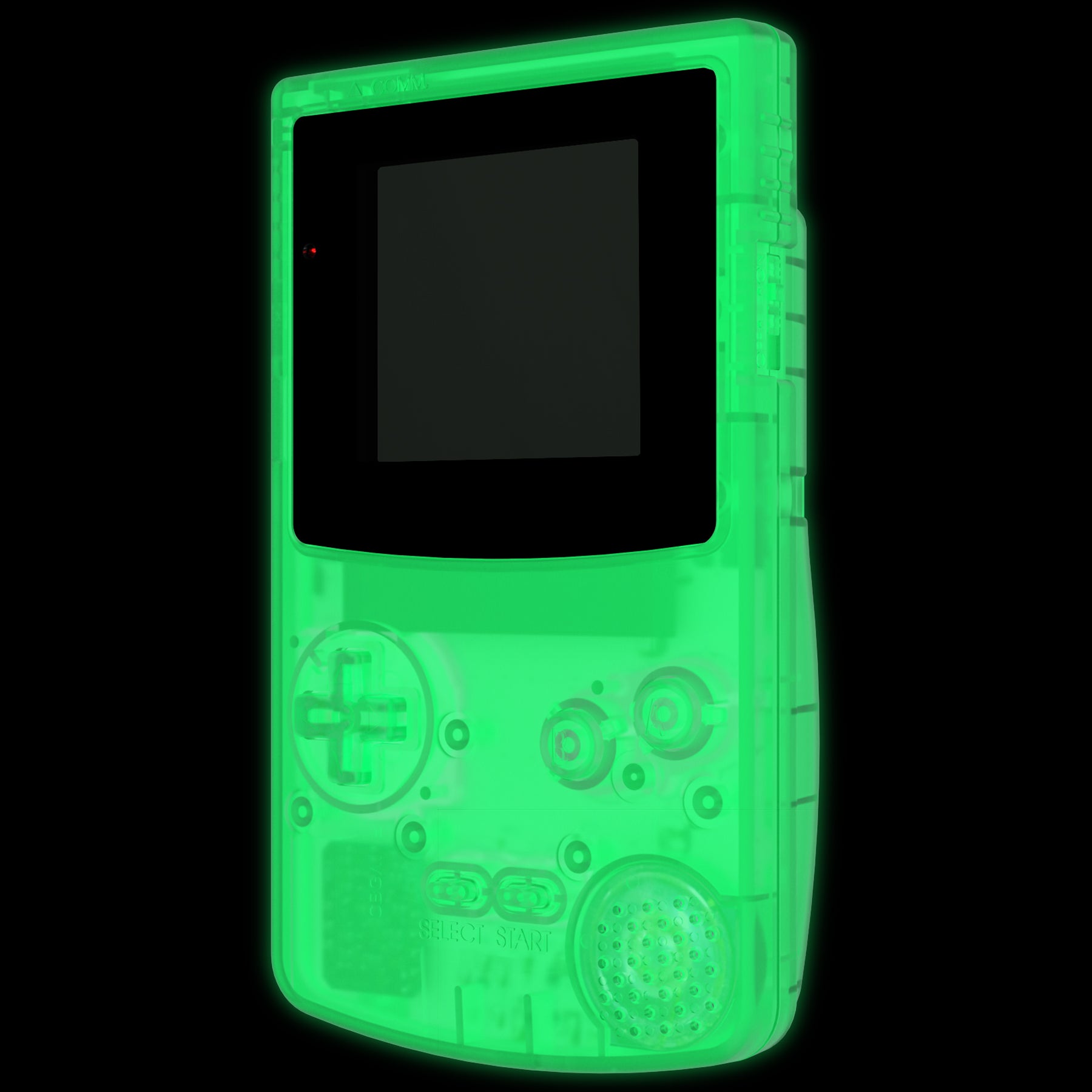 eXtremeRate IPS Ready Upgraded GBC Replacement Shell Kit with Buttons & Black Screen Lens for Gameboy Color - Compatible with GBC OSD IPS, Regular IPS & Standard LCD - Glow in Dark Green - Perfect for Gaming Enthusiasts & Retro Console Modding
