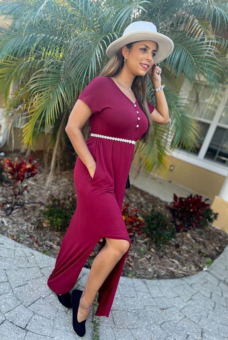 GRECERELLE Women's Summer Casual Long Sleeveless Maxi Dress with Double Slit - Perfect for Beach, Vacation, and Evening Outfits