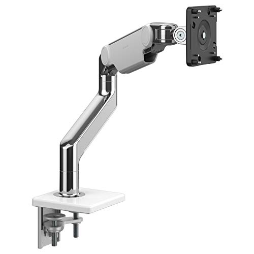 Humanscale M8.1 Adjustable Monitor Arm - Dual Piece Clamp Mount & Base, Polished Aluminum (M81CMWBTB) | Ergonomic Computer Monitor Stand for Home & Office Workstations