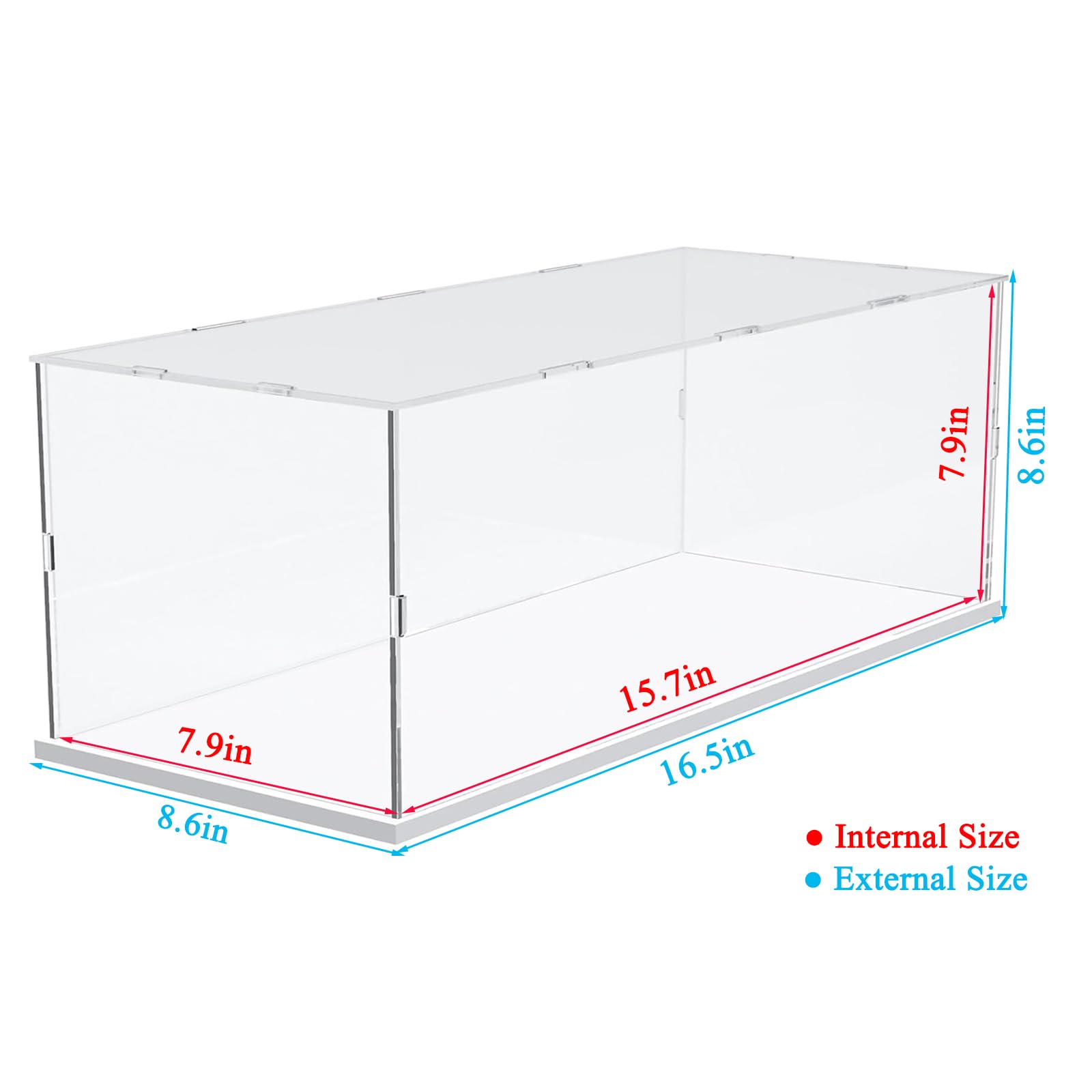 Premium Clear Acrylic Display Case for Lego Sets 42154, 10295, 42176, 42170, 75376, 10317 - Thickened Dustproof Protection Box with Wood-Plastic Base & LED String Lights (White Interior, 15.7x7.9x7.9 Inches) - Perfect for Showcasing Collectibles in Home, Office or Retail Displays
