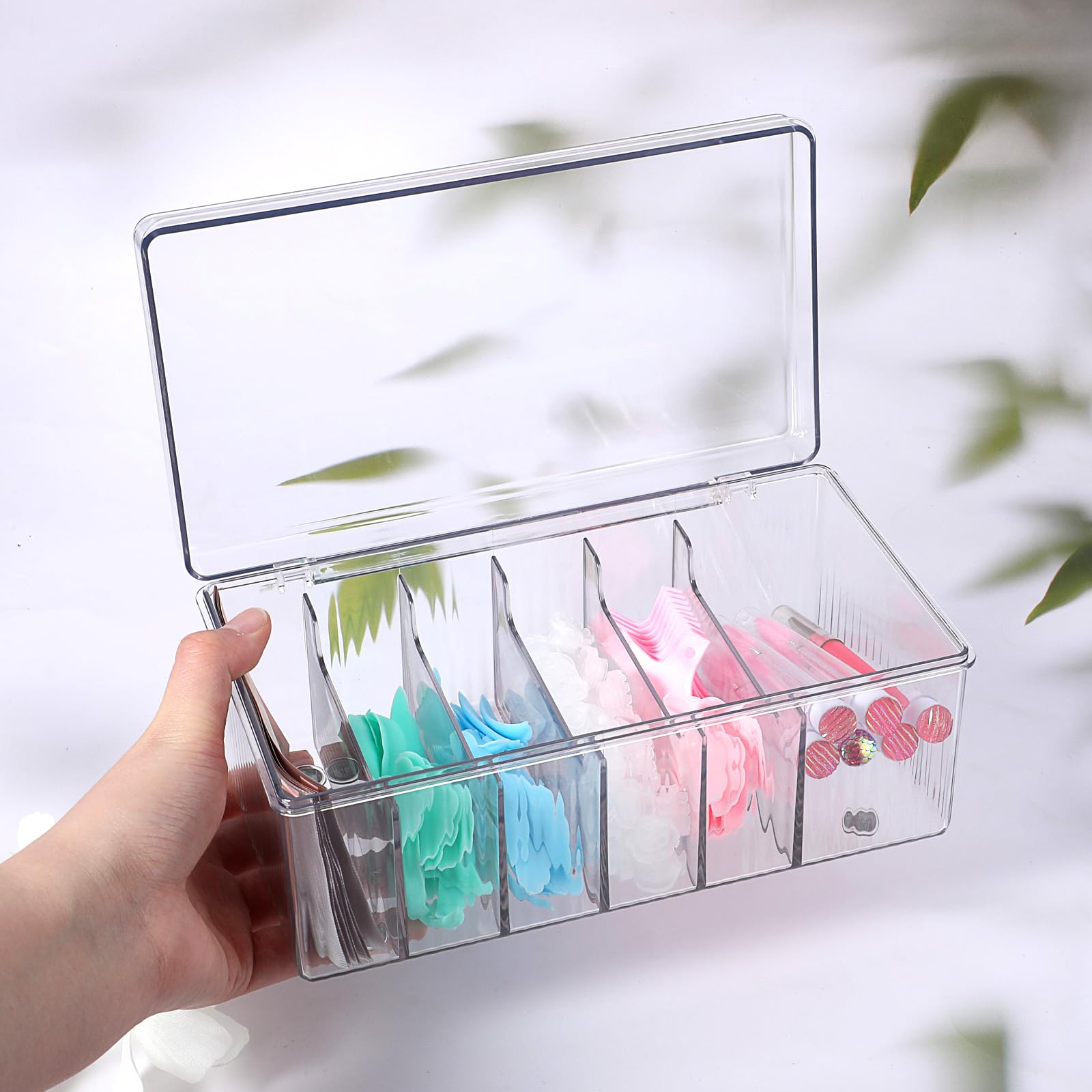 Professional Lash Extension Organizer for Eyelash Technicians - Clear Acrylic Storage Box with Lid - Large Capacity Lash Cart Organizer for Eyelash Extension Supplies - Perfect for Salon, Spa & Mobile Lash Techs