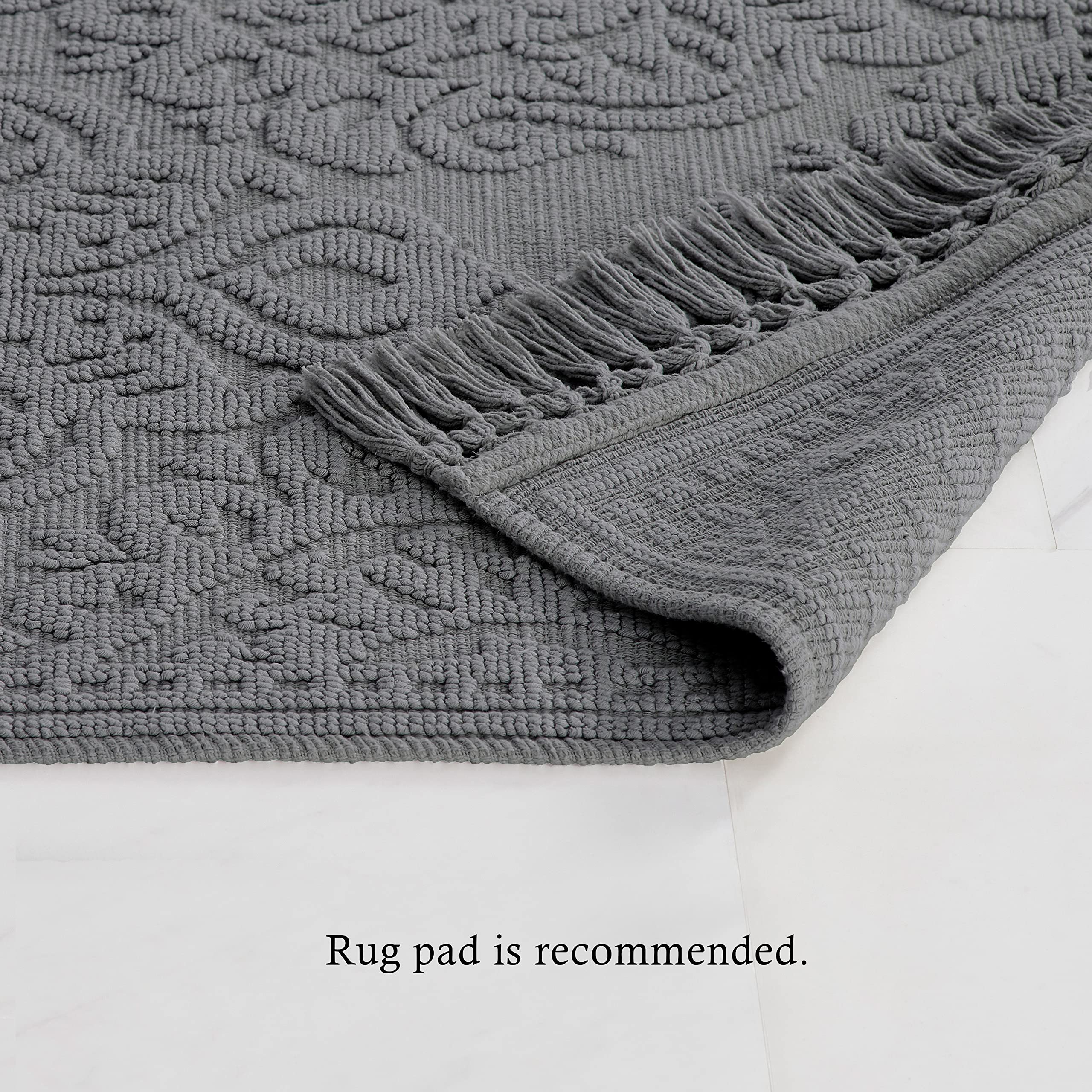 Premium Cotton Woven Fringe Bath Mat by Jean Pierre - Soft & Absorbent 27