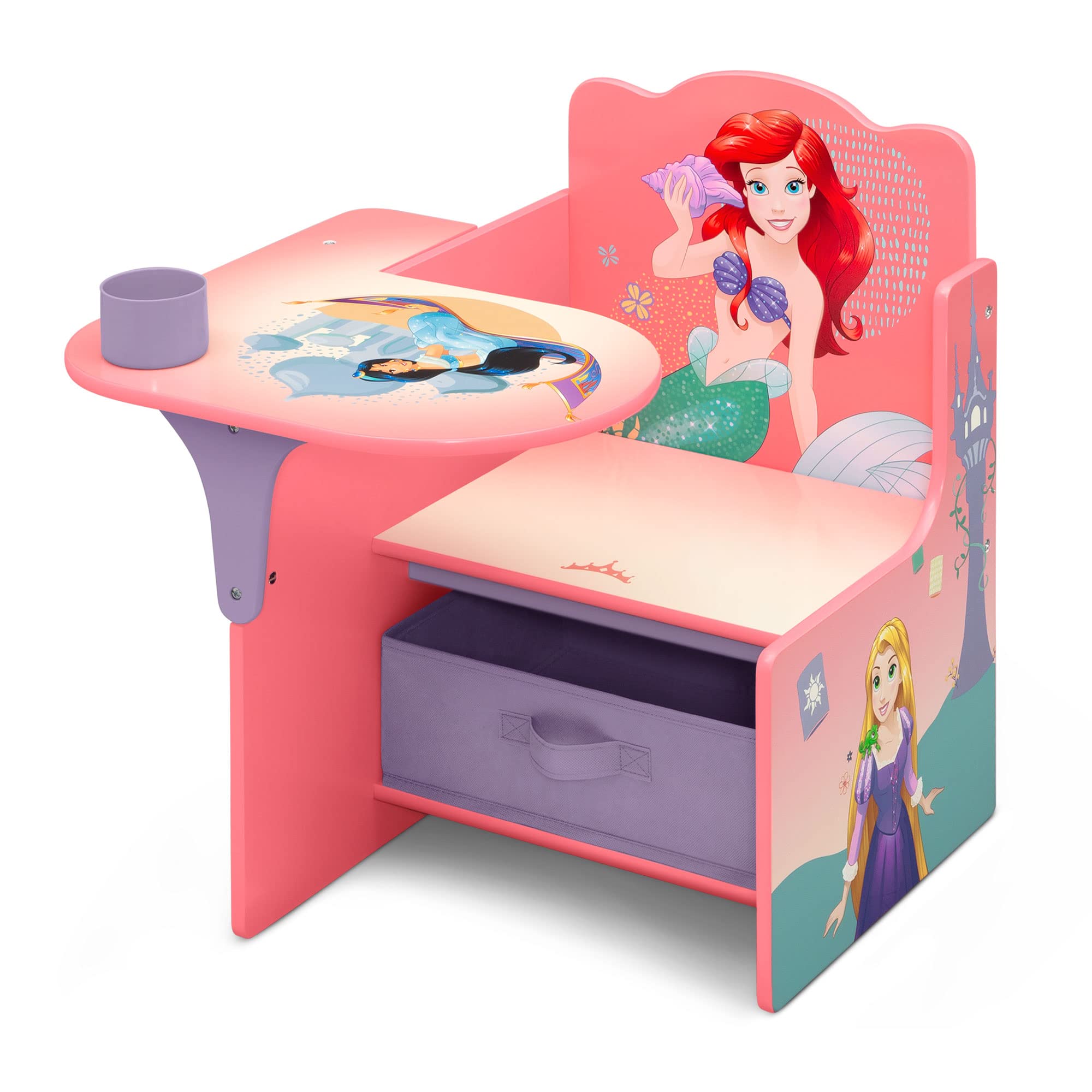 Delta Children Disney Princess Chair Desk with Storage Bin & Deluxe Toy Box - Kids Study Desk for Girls, Toddler Playroom Furniture for Reading & Arts & Crafts