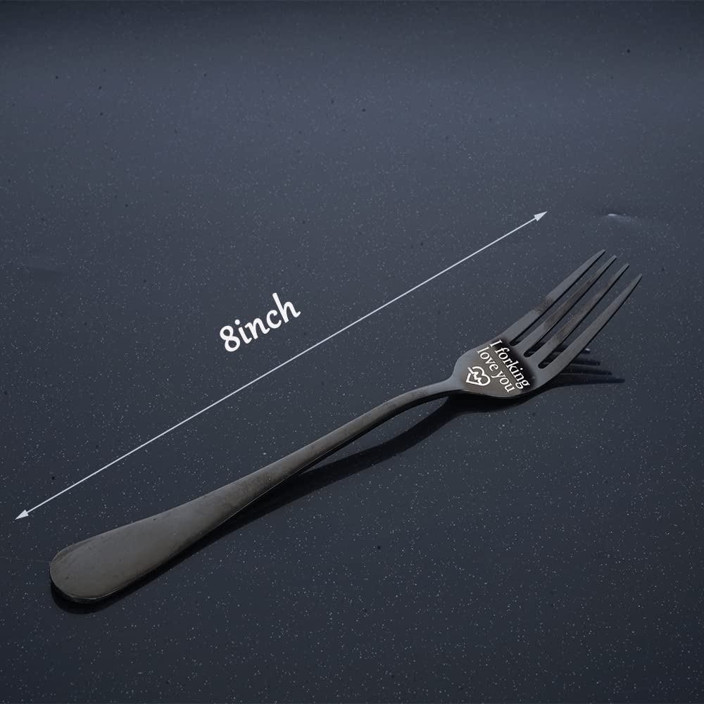 Funny Engraved Stainless Steel Forks - 'I Forking Love You' Dinner Forks Set | Valentine's Day Gifts for Him & Her, Anniversary & Birthday Present | Perfect for Romantic Dinners, Couples Gifts & Special Occasions