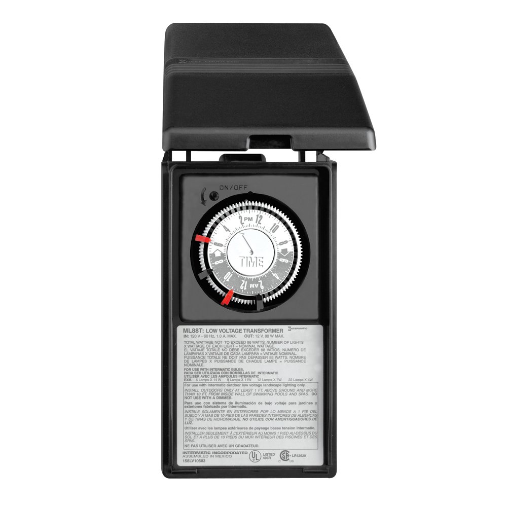 Intermatic ML88T 88-Watt Outdoor Power Pack with Timer & Ground Shield - Perfect for Landscape Lighting, Water Features & Outdoor Electrical Systems