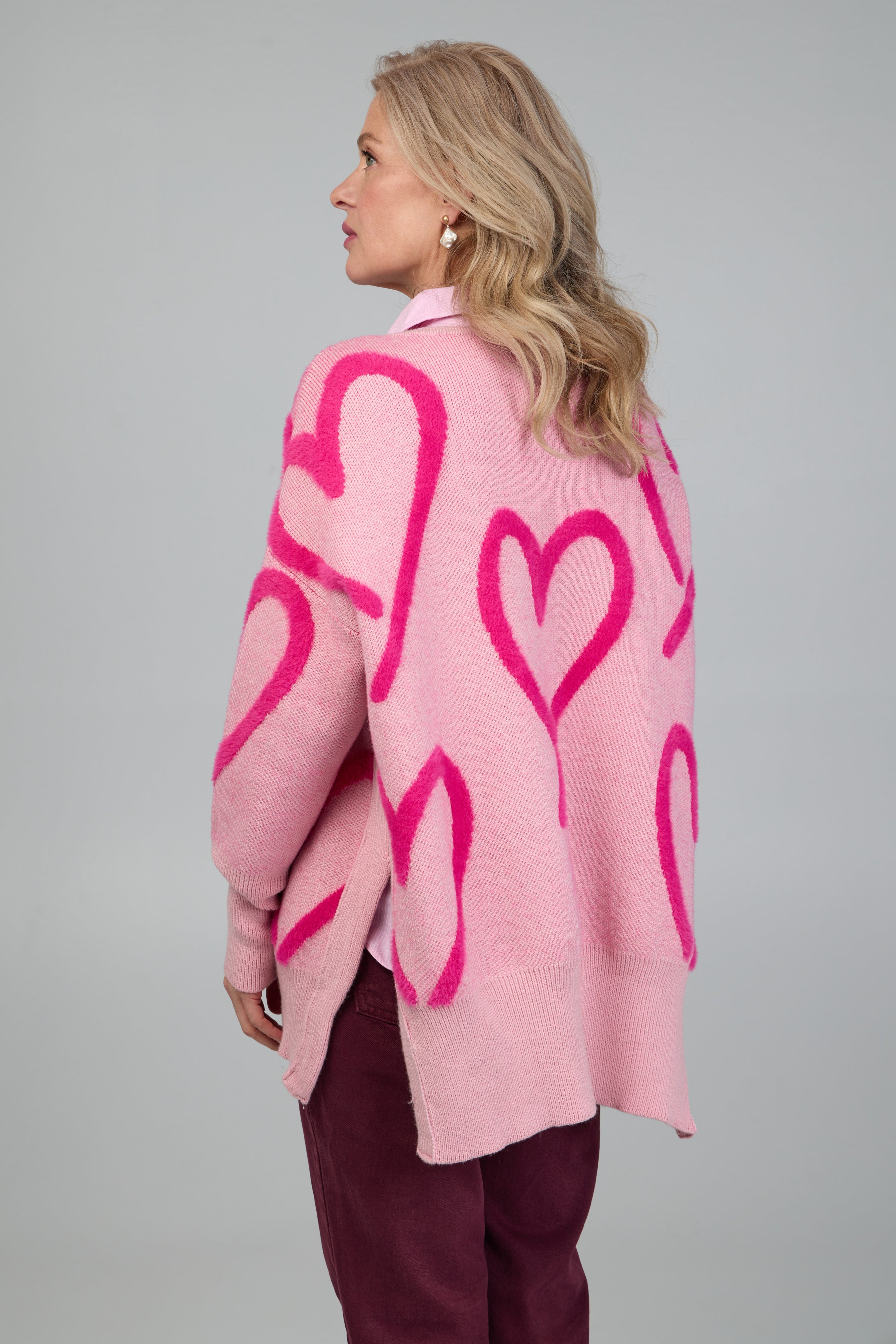 Whimsical Heart Pullover Sweater - Cozy Knit Top for Women | Perfect for Valentine's Day, Date Nights & Casual Outfits
