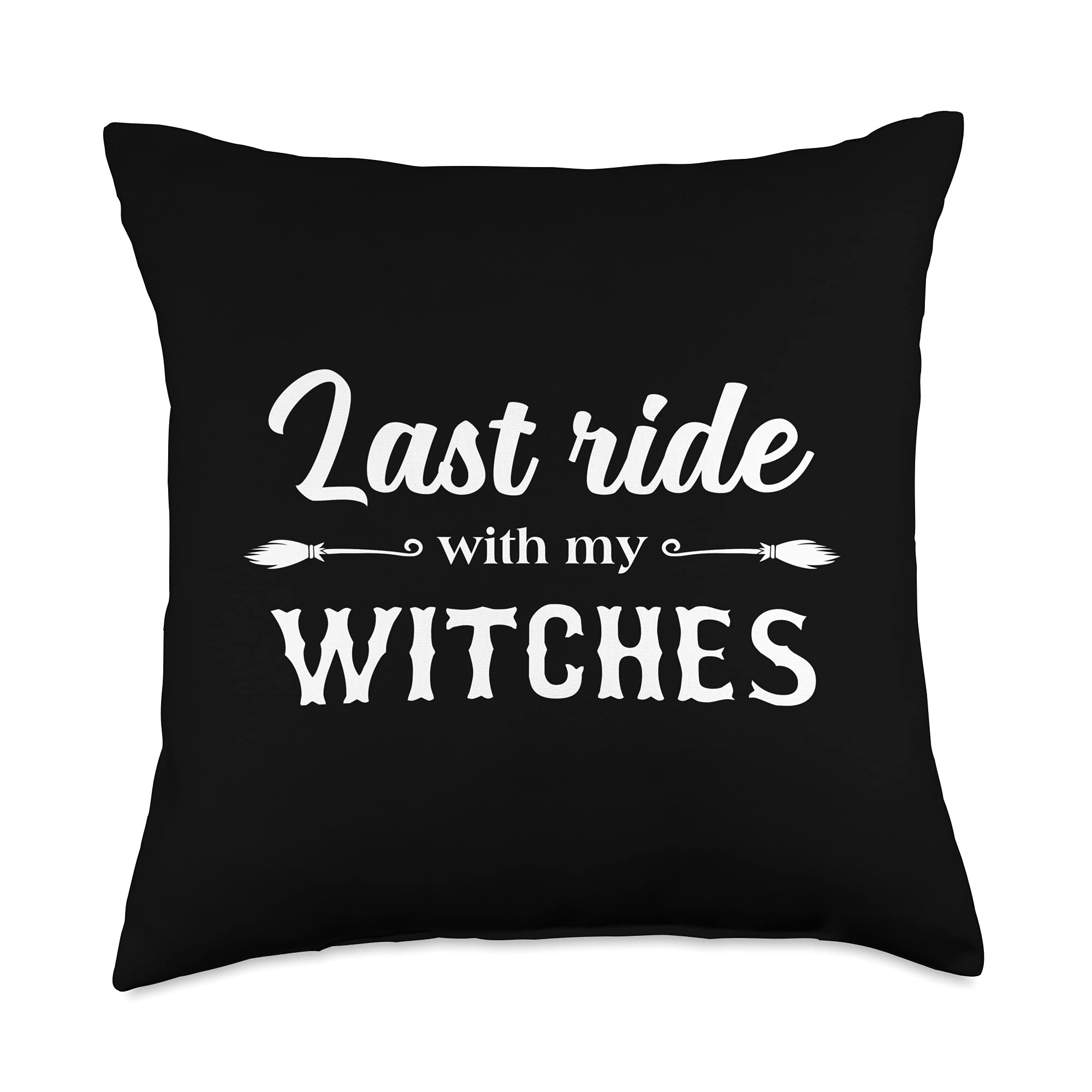 Last Ride Boochelorette Party Bride Halloween Bachelorette Throw Pillow 18x18 - Multicolor Decorative Cushion for Bachelorette Parties, Wedding Showers & Spooky Home Decor
