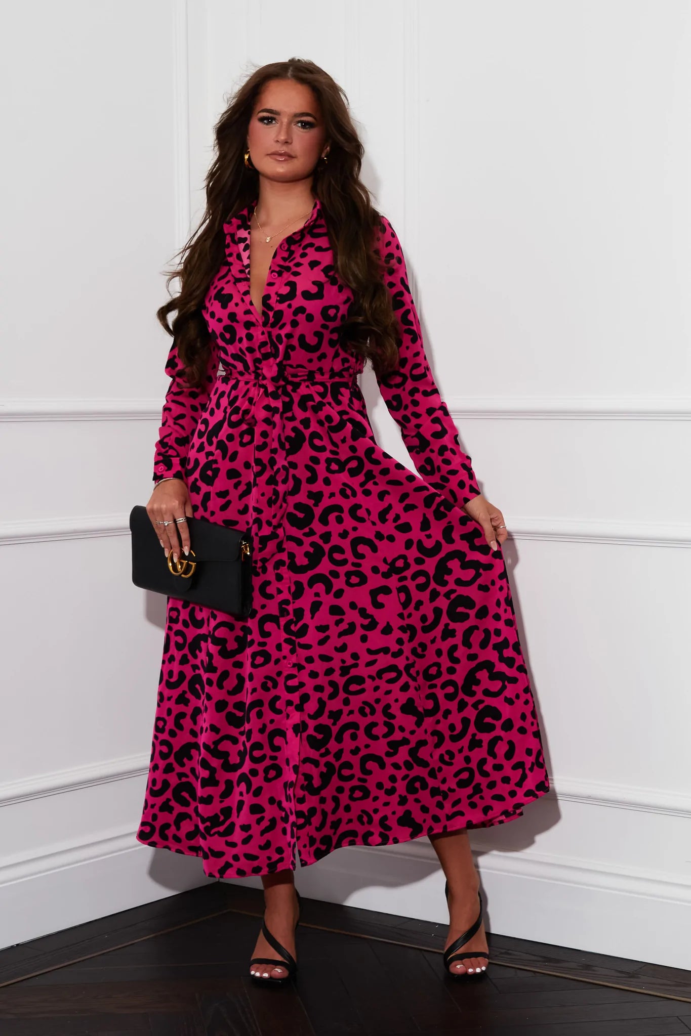 Brielle Women's Pink Maxi Shirt Dress - Flowy Long Sleeve Casual Summer Dress for Beach, Vacation & Everyday Wear